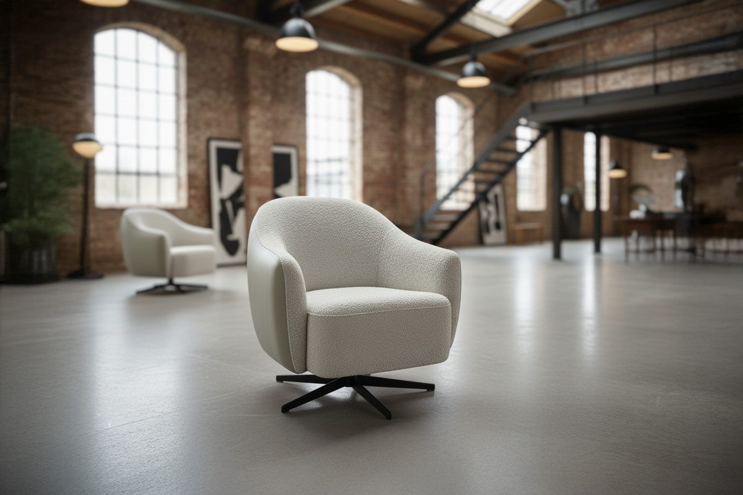 KAWOLA Drehsessel BRITTO Bequemer Bouclé Sessel – Drehbar, Bouclé vorn, Kun günstig online kaufen