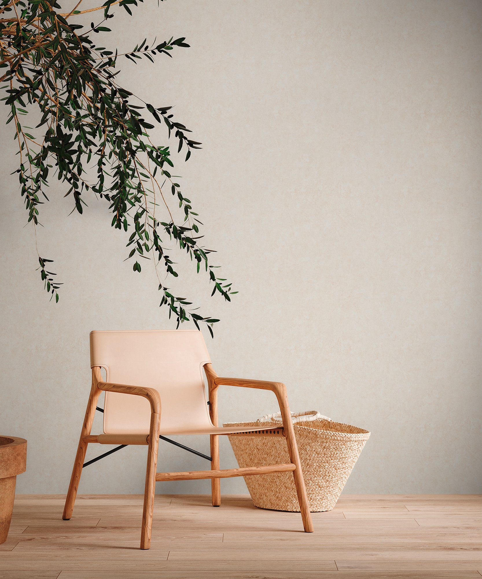 AS-Creation Vliestapete Putzoptik Uni Matt Leicht Strukturiert Creme Beige günstig online kaufen
