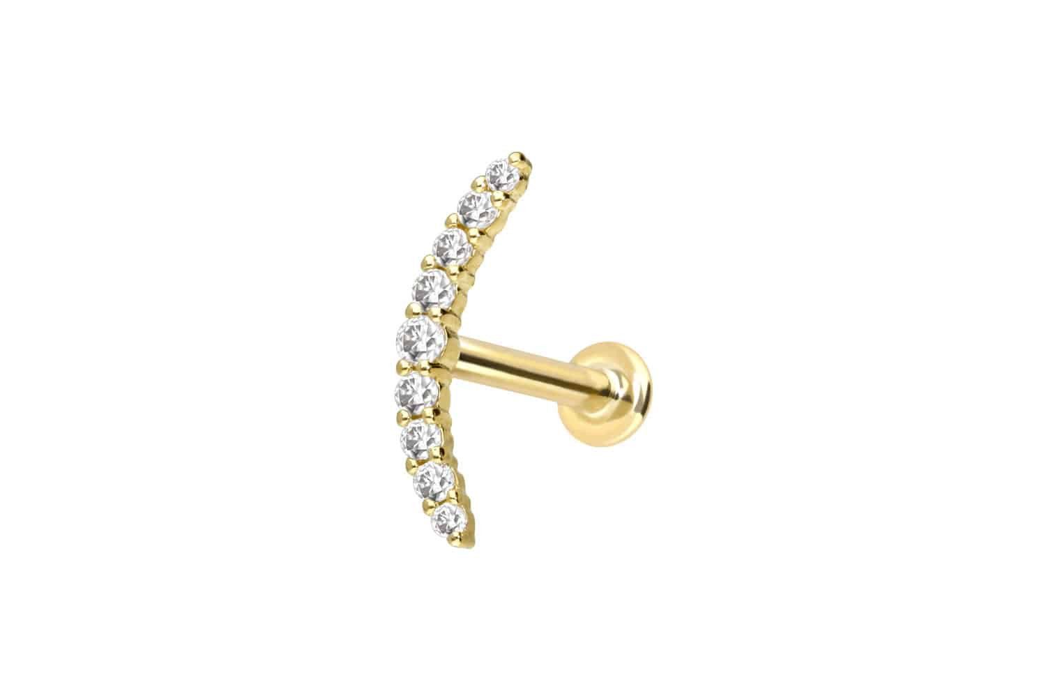 PIERCINGLINE Piercing-Set 14 Karat Gold Labret mit Innengewinde MOISSANIT-B günstig online kaufen