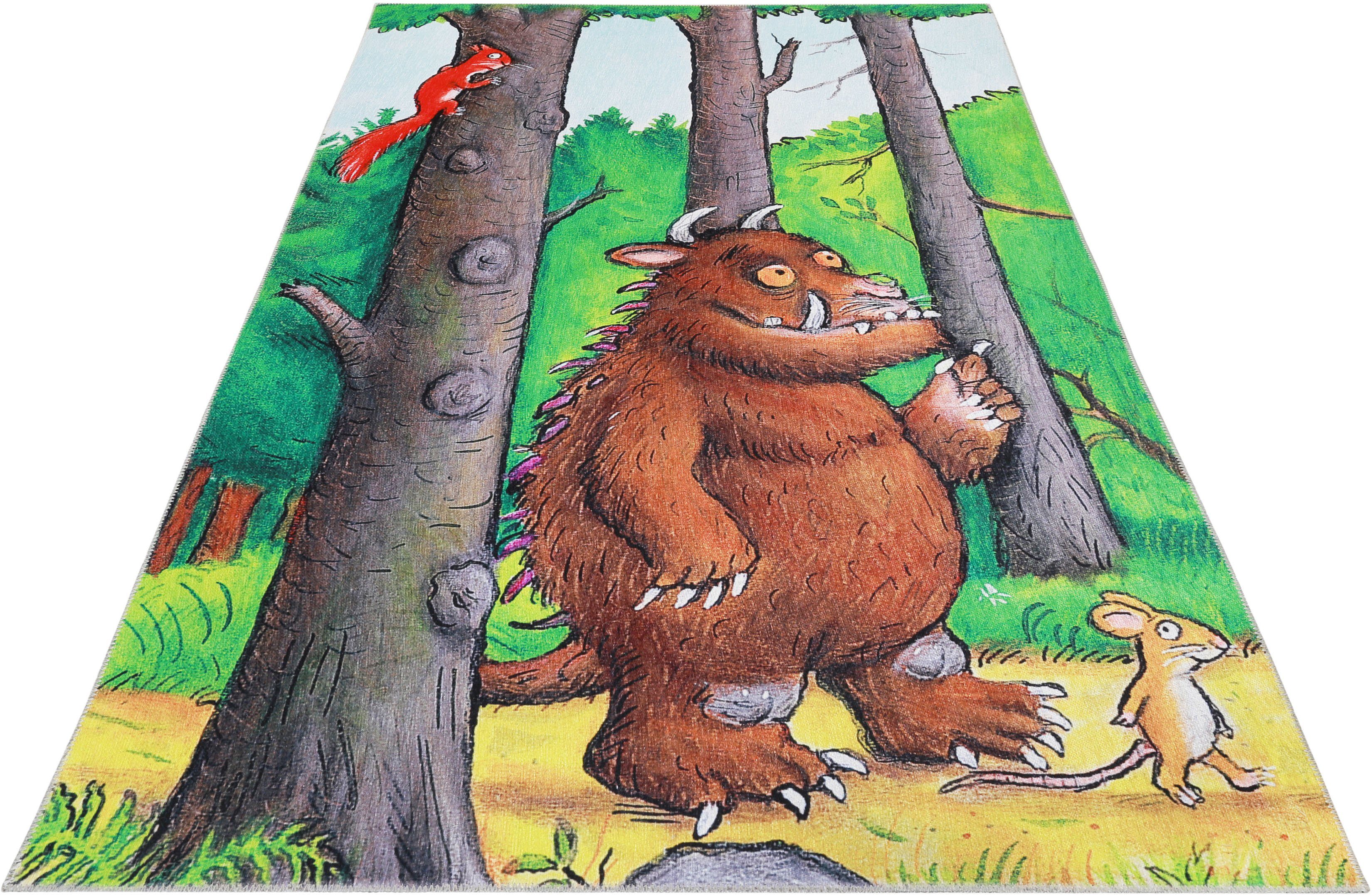 DER GRÜFFELO Kinderteppich Wanderlo GR-0171, rechteckig, Höhe: 6 mm, aktueller Grüffelo Teppich, Kurzflor mit hohem Baumwollanteil