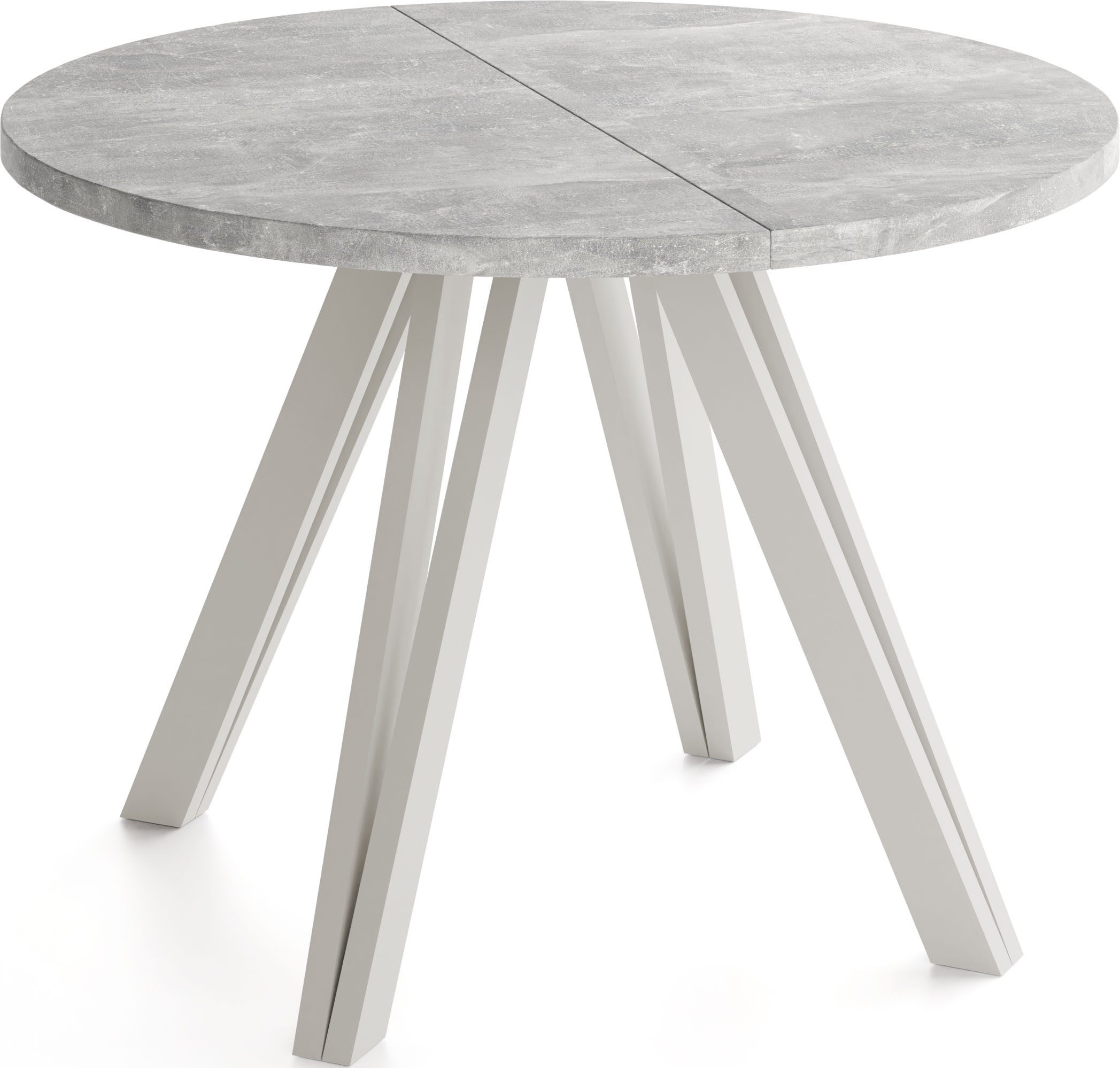 WFL GROUP Esstisch Ravano ausziehbar rund modern mit Holzbeinen in Kaschmir (MADE IN EU, drei Größen – 100 cm, ausziehbar auf 140/180 cm), platzsparender Tisch für kleine Küche, Esszimmer oder Wohnzimmer