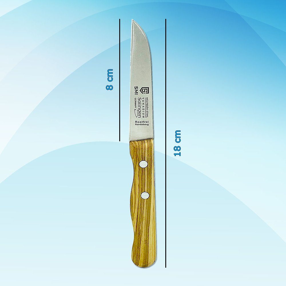 SMI Schälmesser 2-tlg Olivenholz gerade Solingen Gemüsemesser Obstmesser Küchenmesser – Bild 2 von 5