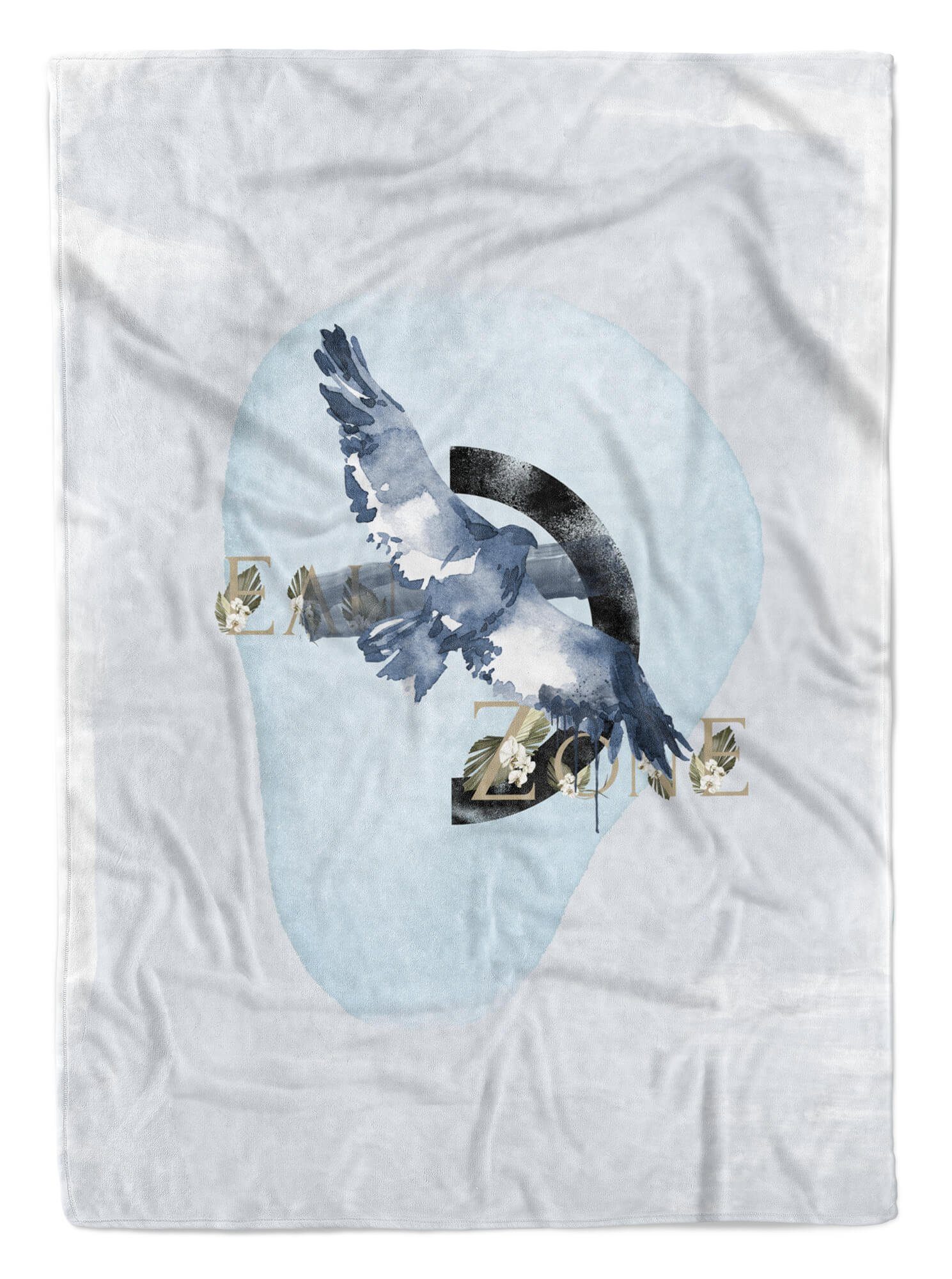 Motiv Kuscheldecke Sinus Baumwolle-Polyester-Mix Saunatuch (1-St), Strandhandtuch Aquarell Duschhan, Blautöne Handtuch Handtücher Kunstvoll Handtuch Art Taube