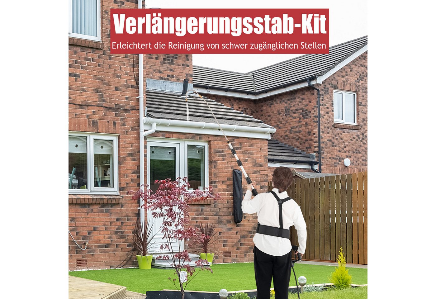 KOMFOTTEU Dampfreiniger hochdruckreiniger Verlängerungsstange, mit 5 Düsenspitzen, 2 Adaptern & Kupplung