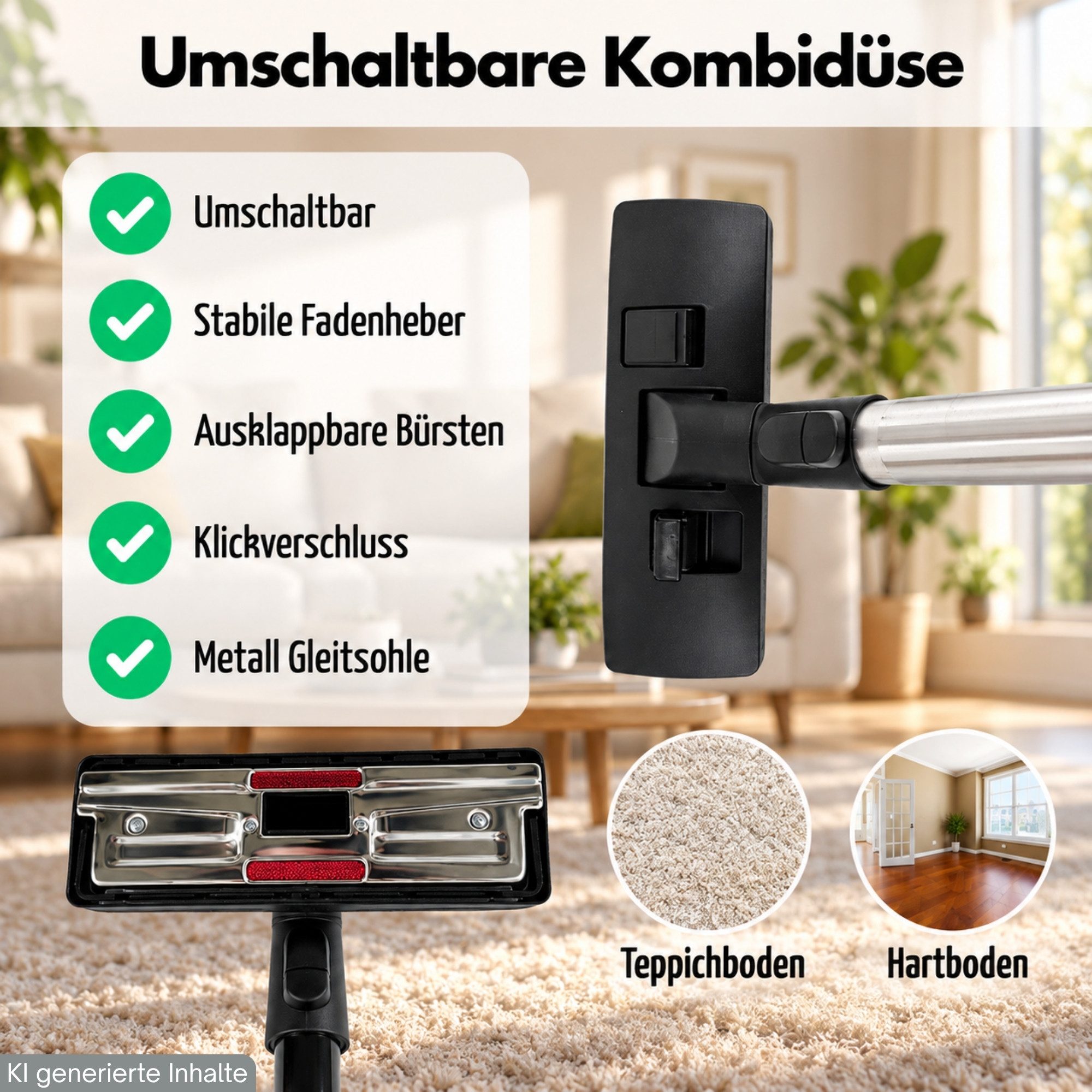 Maxorado Staubsaugerdüsen-Set Rohr Staubsauger Bodendüse Schlauch Griff für Miele S8 S8000 C3 SBD, Zubehör für Miele PowerLine Silence Ersatzteile Kombidüse, S8 – Bild 4 von 5