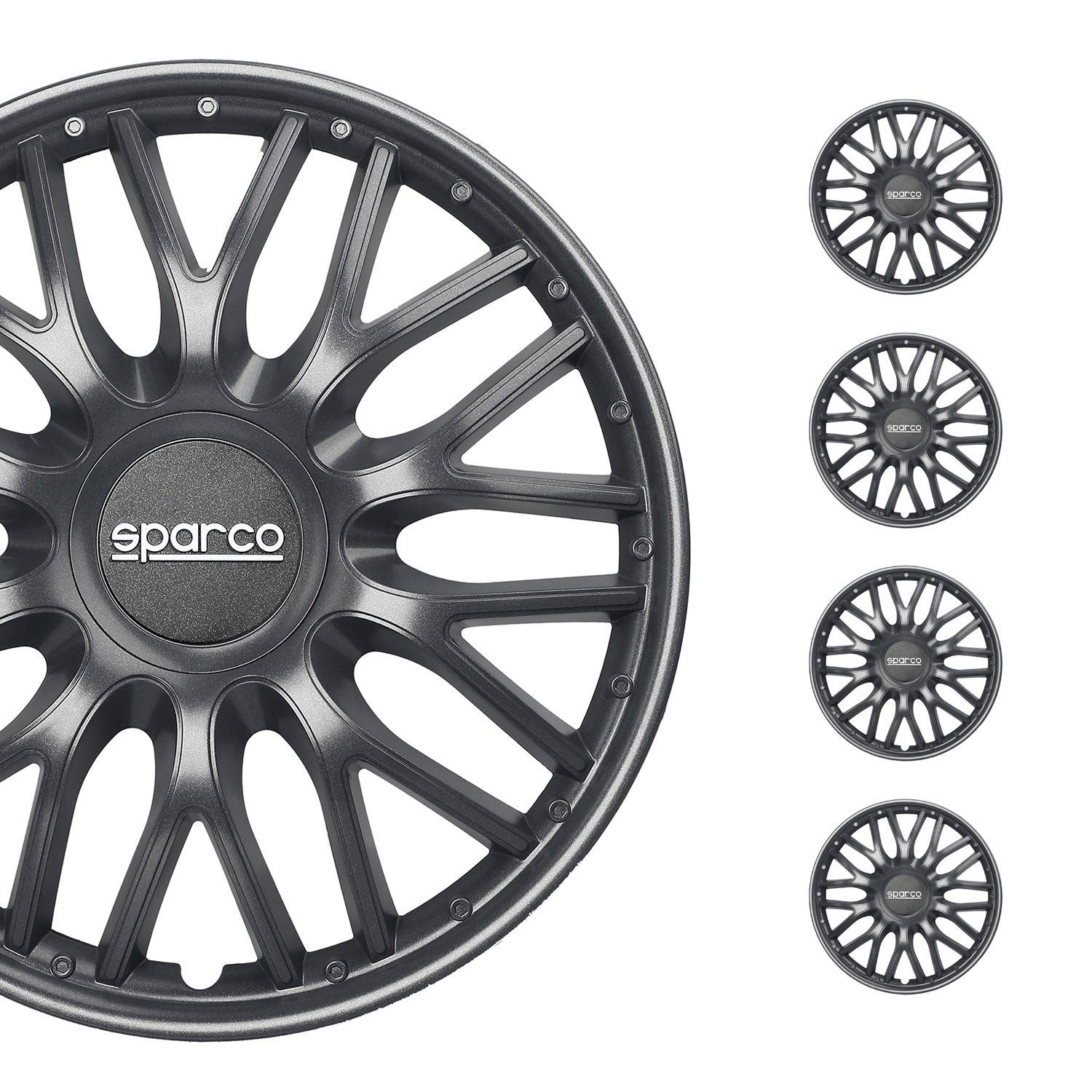 OMAC Radkappen Sparco 14 Zoll Roma Silber Grau 4tlg, (4-St) Einfache Installation, Haltbar
