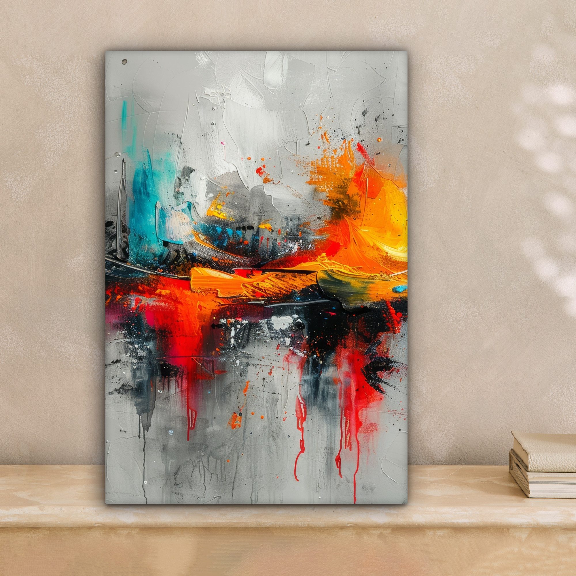OneMillionCanvasses® Leinwandbild Modern - Orange - Grau - Kunst, Fotodruck günstig online kaufen
