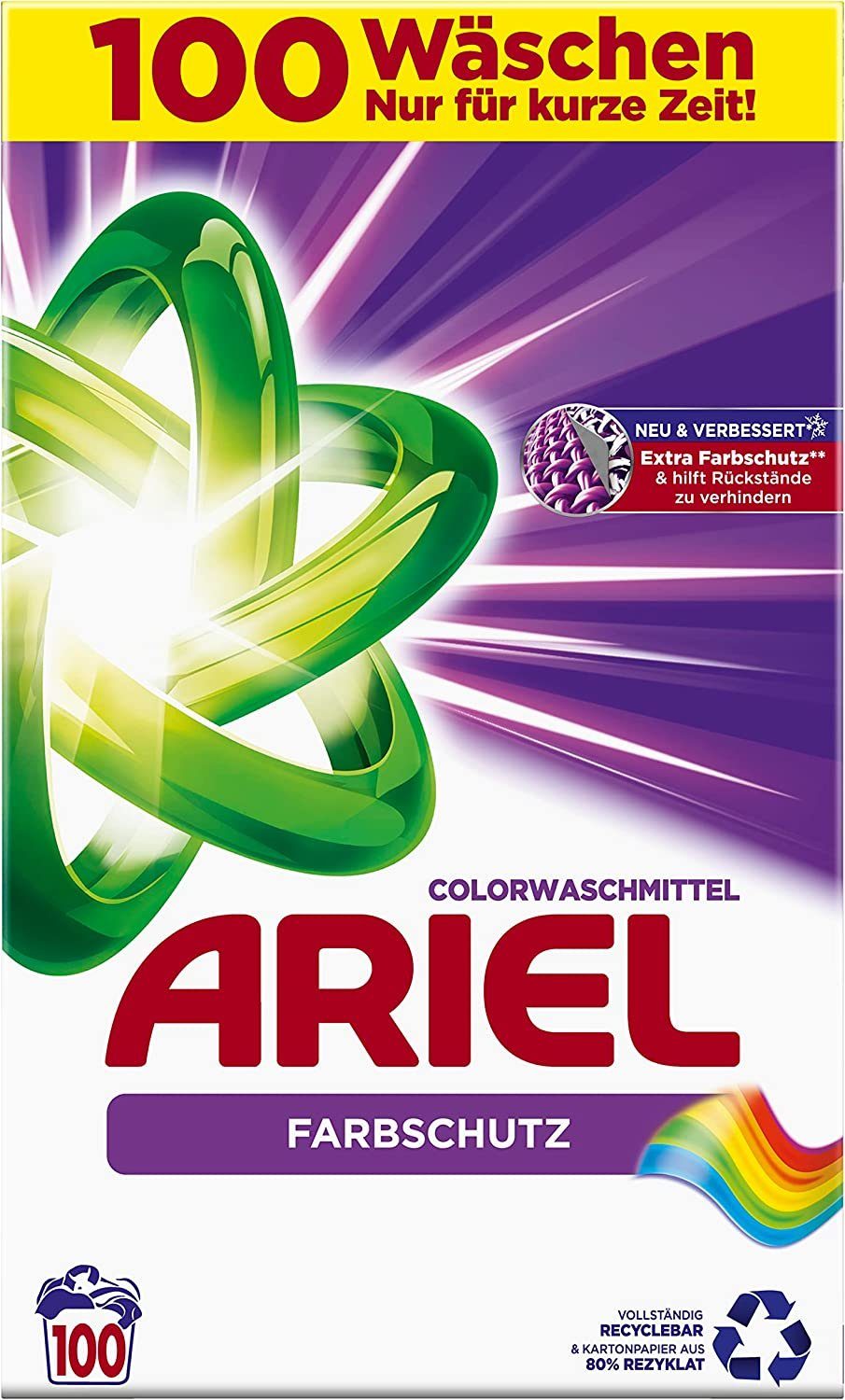 ARIEL Haushaltshobel Ariel Waschpulver Farbschutz, 100 Waschladungen, 6.5KG
