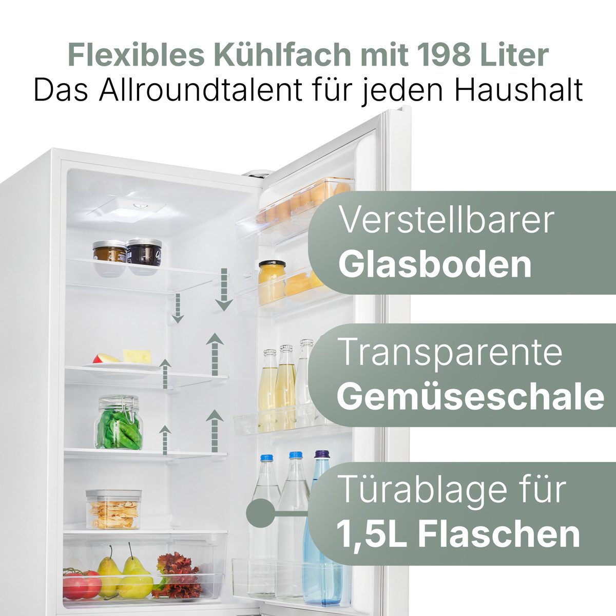 BOMANN Kühl-/Gefrierkombination KG 184.1, 180 cm hoch, 55 cm breit, 180cm Kühl-/Gefrierkombination, Energieklasse D