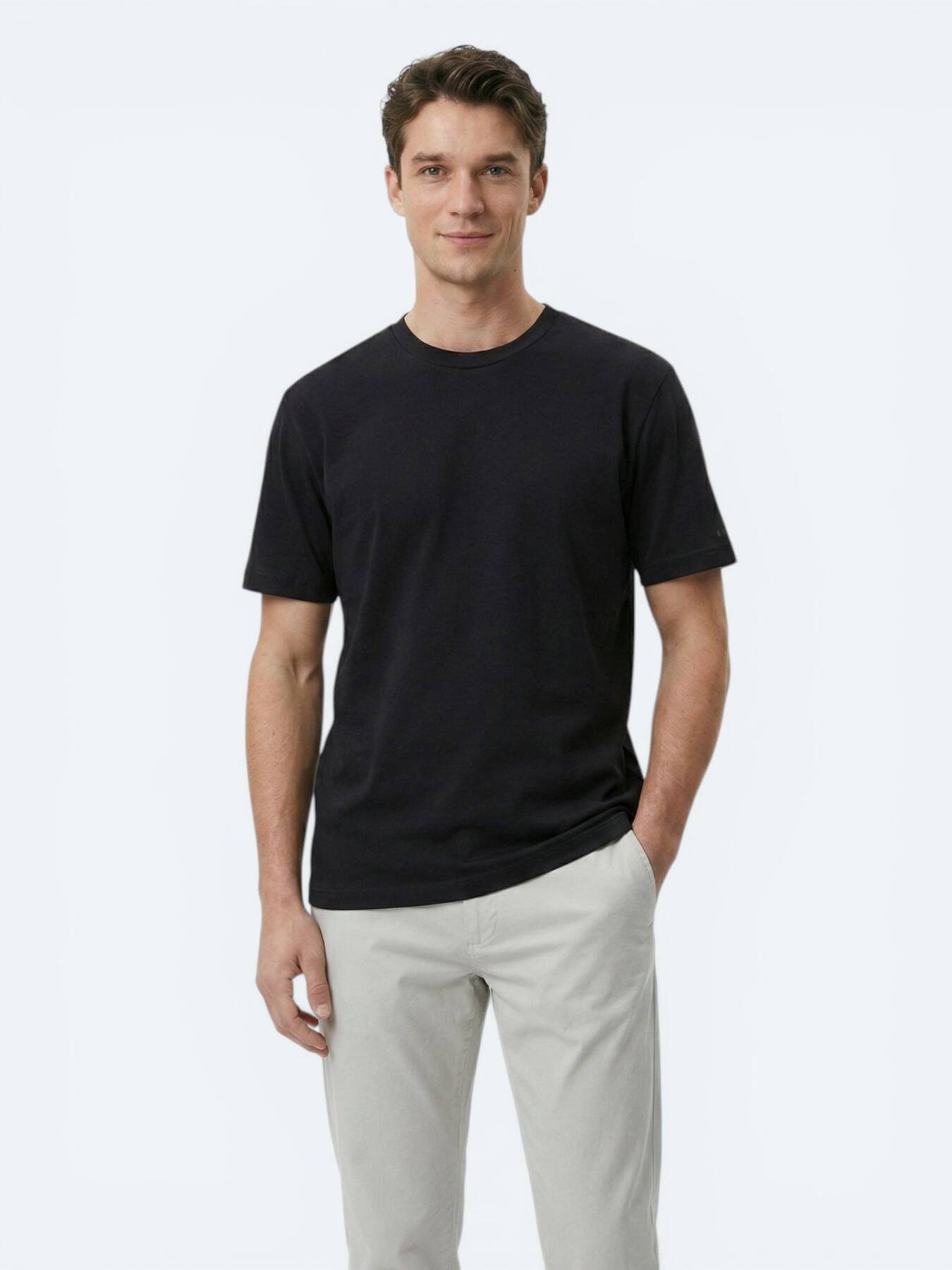 KİP T-Shirt Schwarzes Baumwoll-Misch-T-Shirt