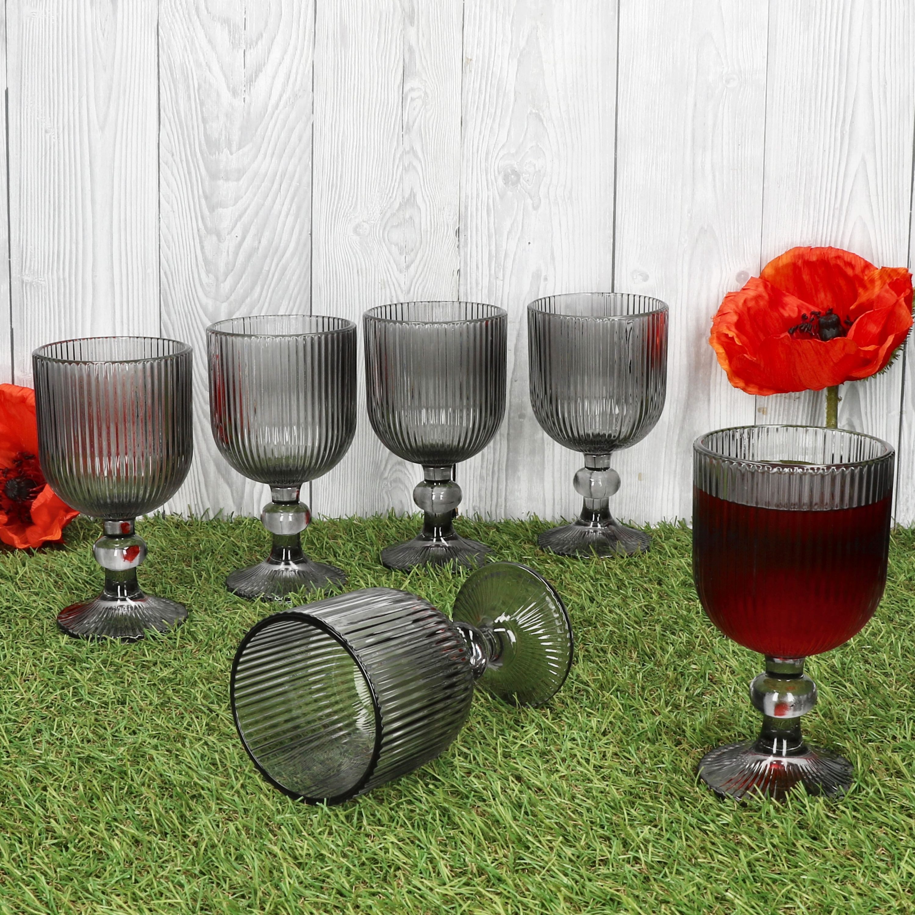 MamboCat Weinglas Agata 6x Weingläser grau 240ml Glas Relief Weißwein-Kelch Rotwein, Glas – Bild 3 von 5