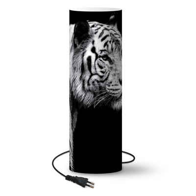 MuchoWow Stehlampe Tierprofil Tiger in schwarz und weiß, LED wechselbar, Lampen Stehlampen Stehleuchte, Inklusive LED-Lampe