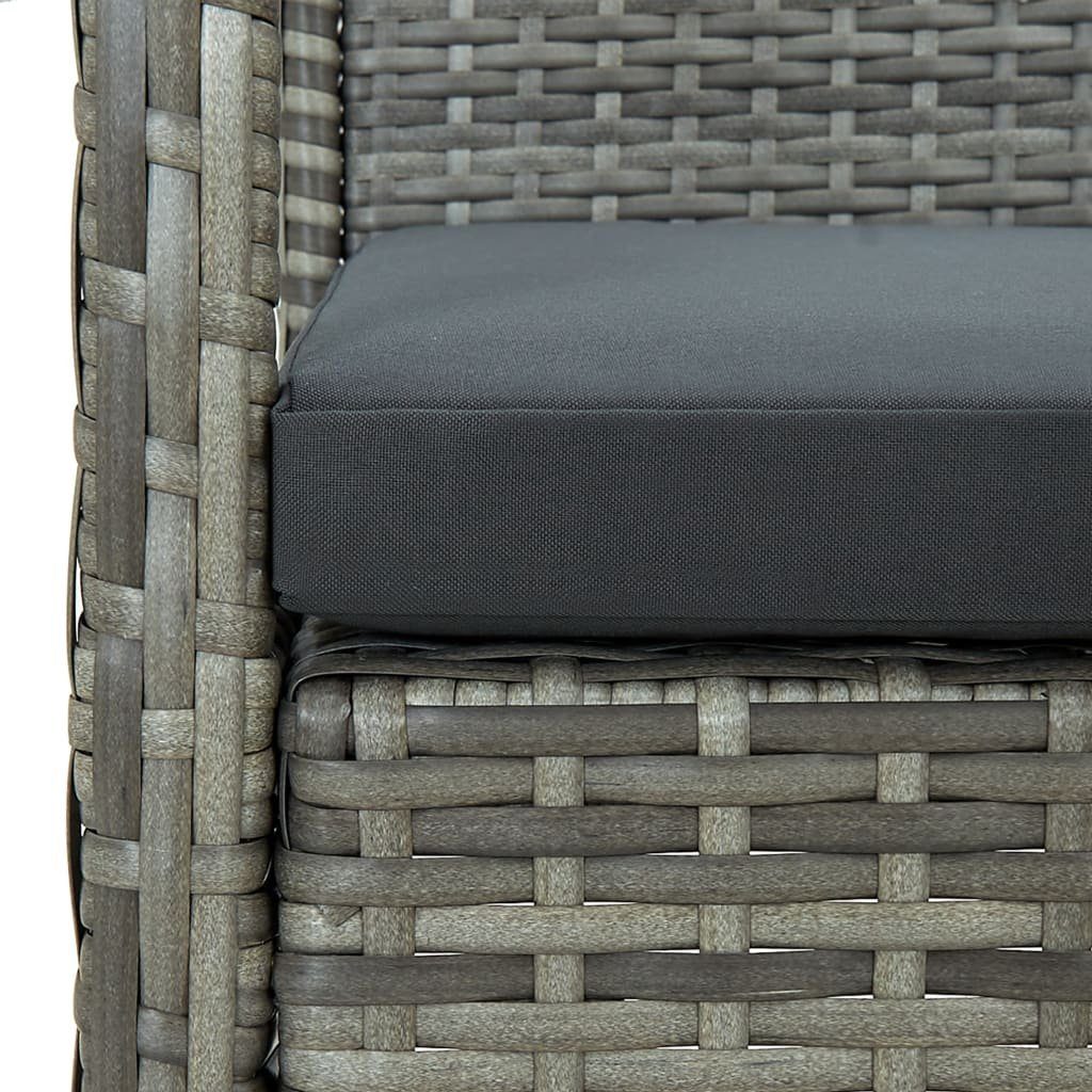 vidaXL Loungesofa Gartensofa 3-Sitzer mit 1 Poly Teile Rattan, Grau Kissen