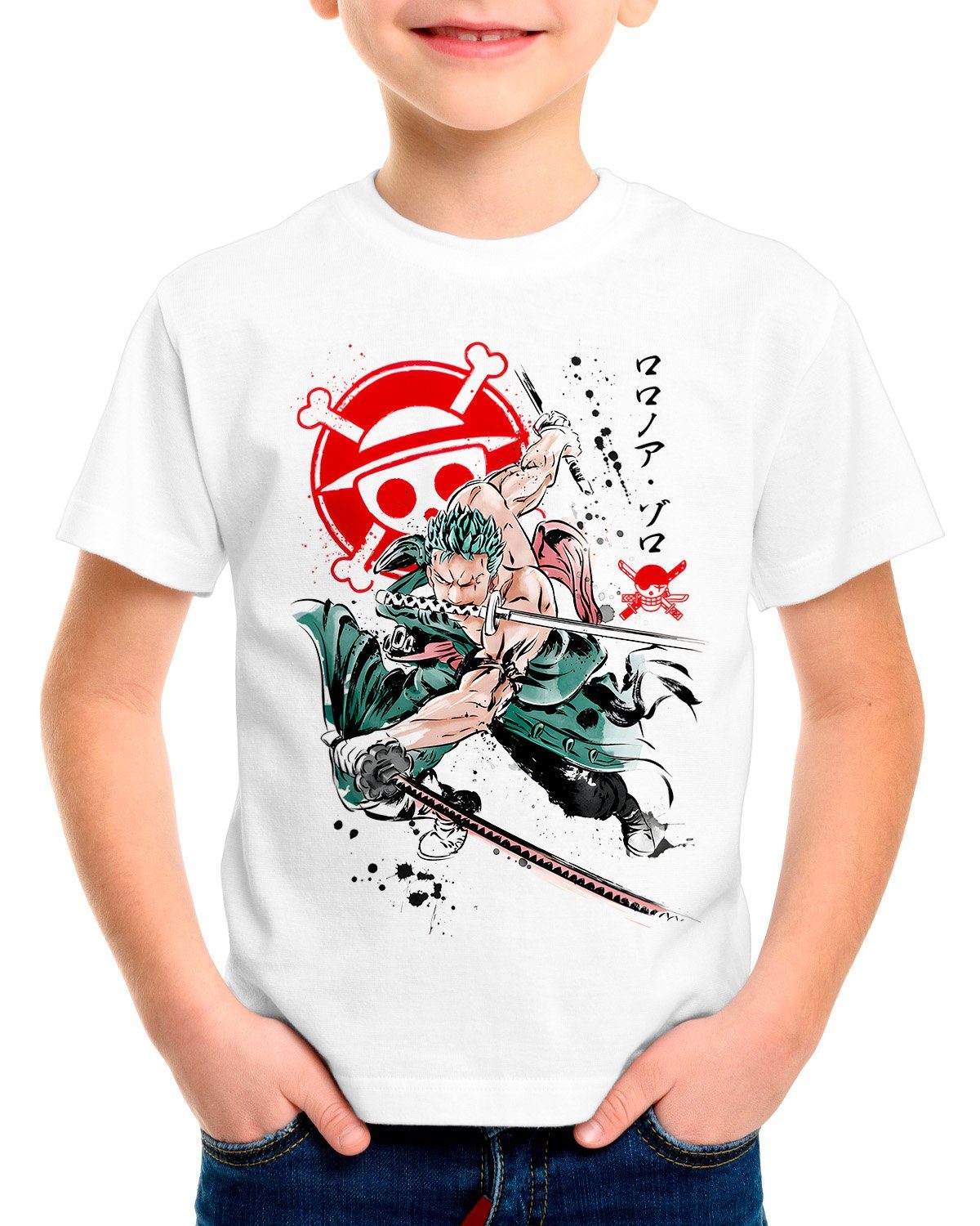style3 Print-Shirt Kinder T-Shirt Pirate Hunter japan anime luffy manga one piece
