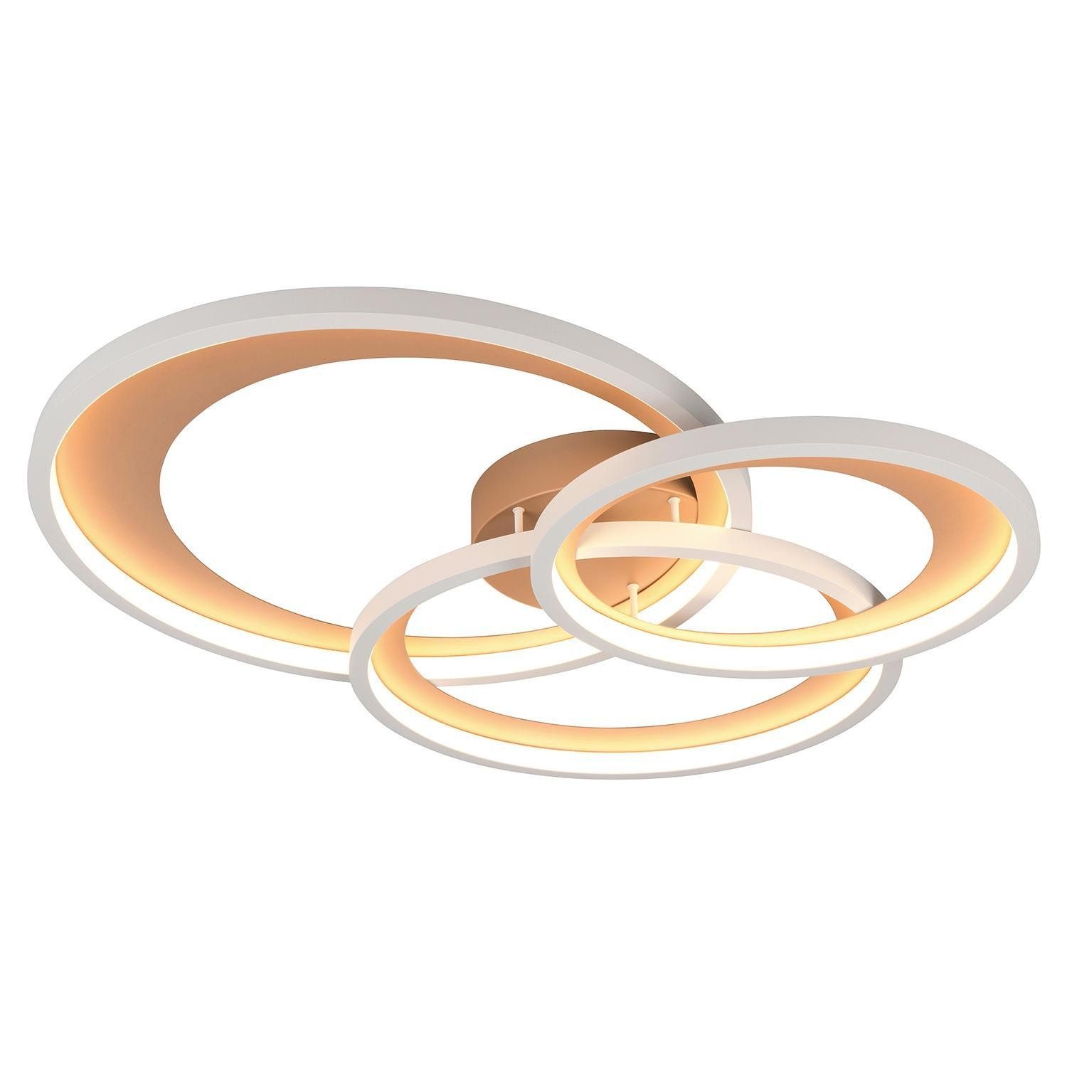 TRIO Leuchten LED Deckenleuchte GRANADA, 1-flammig, Braun, Weiß, Metall, Dimmfunktion, LED fest integriert, Warmweiß, B 72 x H 10,5 x T 63 cm