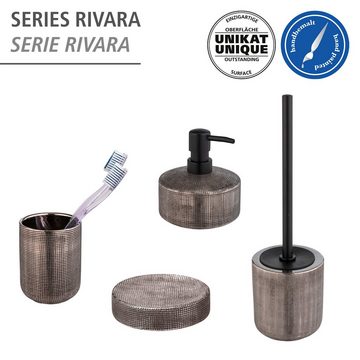 WENKO WC-Garnitur Rivara, silber, aus Keramik, handbemalt
