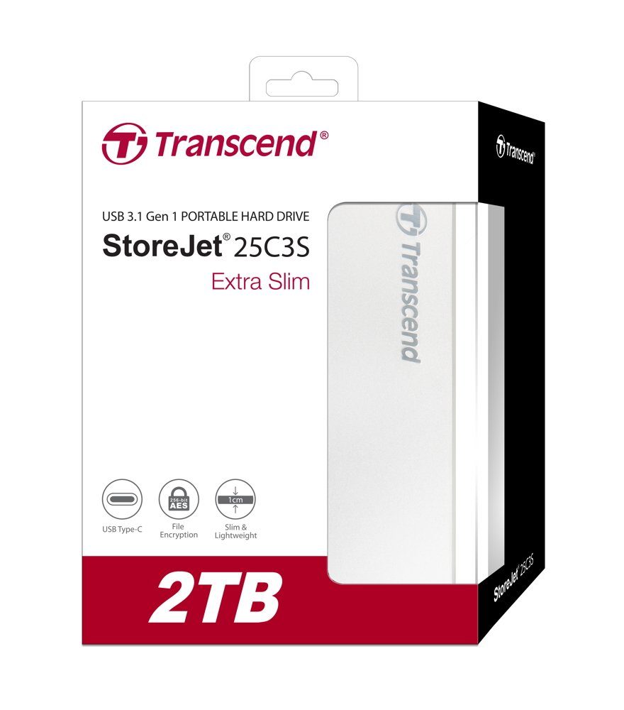 Transcend HDD externe Festplatte StoreJet 25C3 2,5 Zoll 2TB USB Typ C silber externe HDD-Festplatte