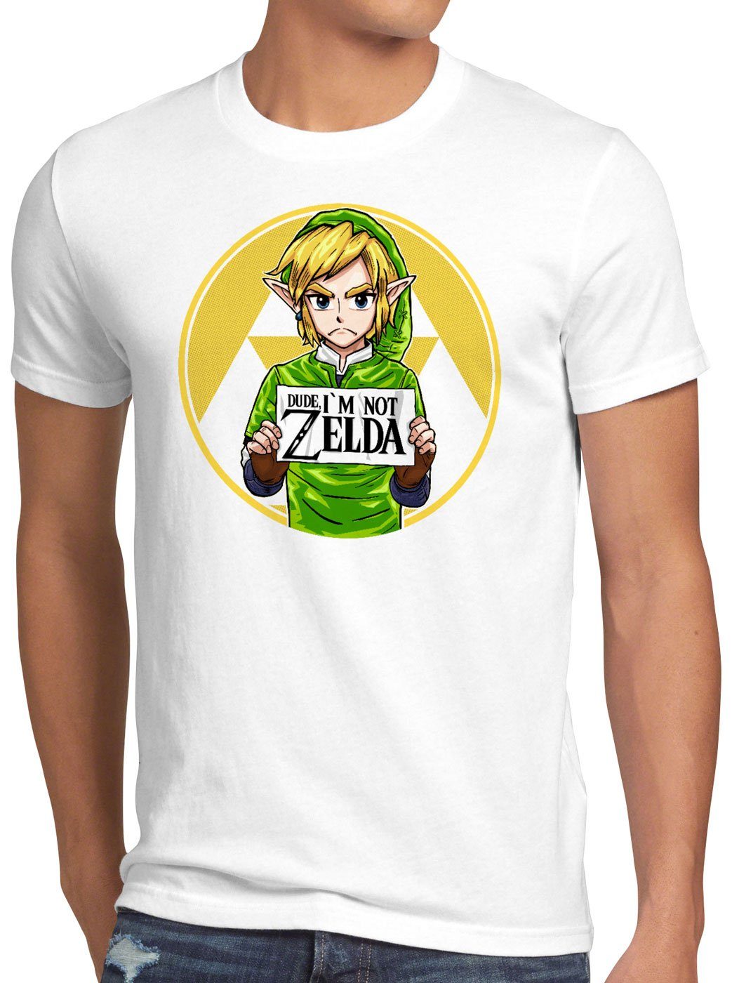 style3 Print-Shirt Herren T-Shirt I am not Zelda link prinzessin switch weiß