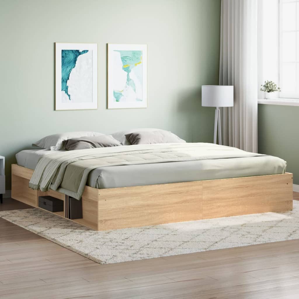 vidaXL Bett, Bettgestell Sonoma-Eiche 200x200 cm günstig online kaufen