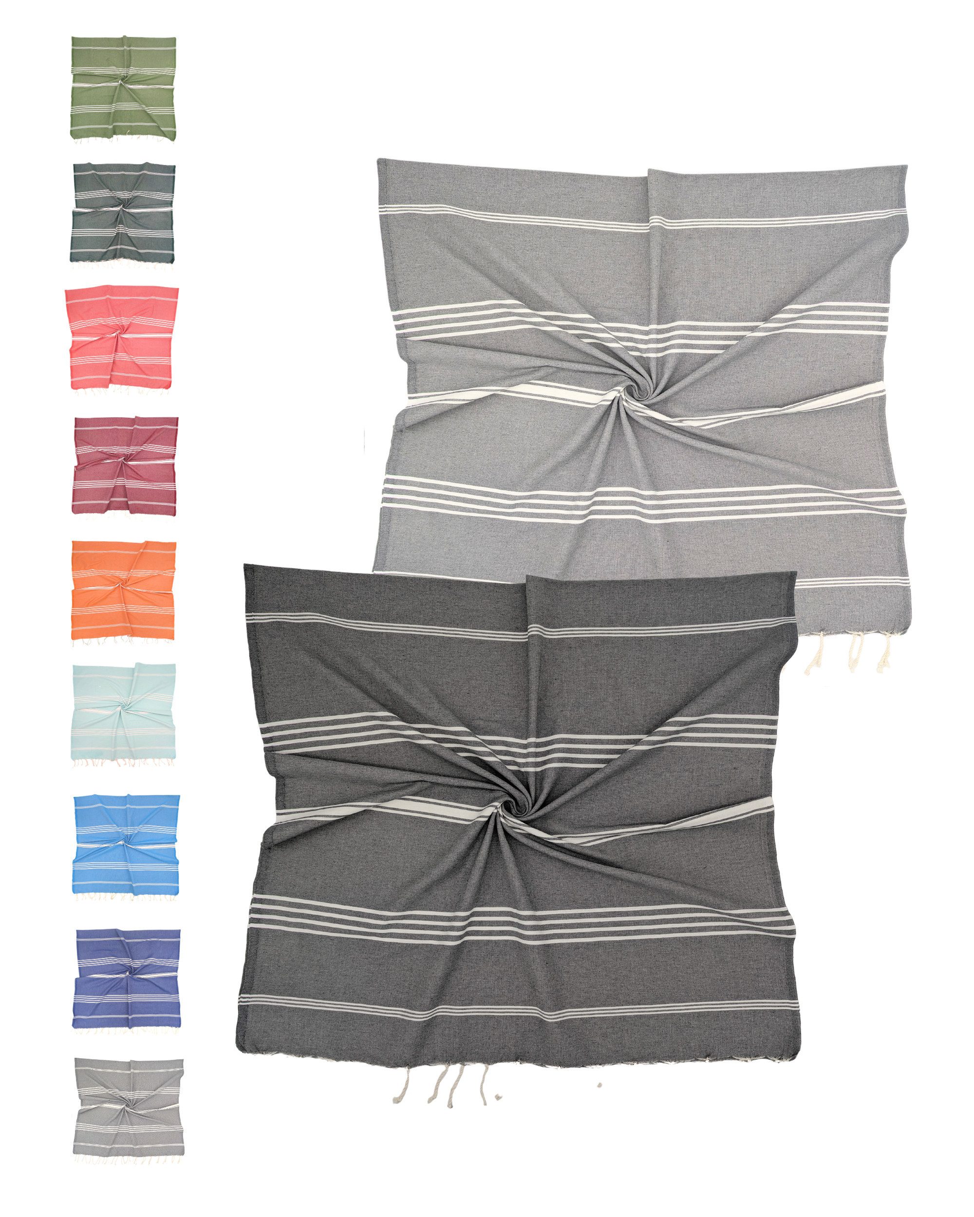 furora HOLIDAY Saunatuch Strandtuch Hamamtuch: groß 100x200 cm Saunatuch, Strandhandtuch dünn, Strandtuch Saunatuch aus 100% Baumwolle Strandtuch Set
