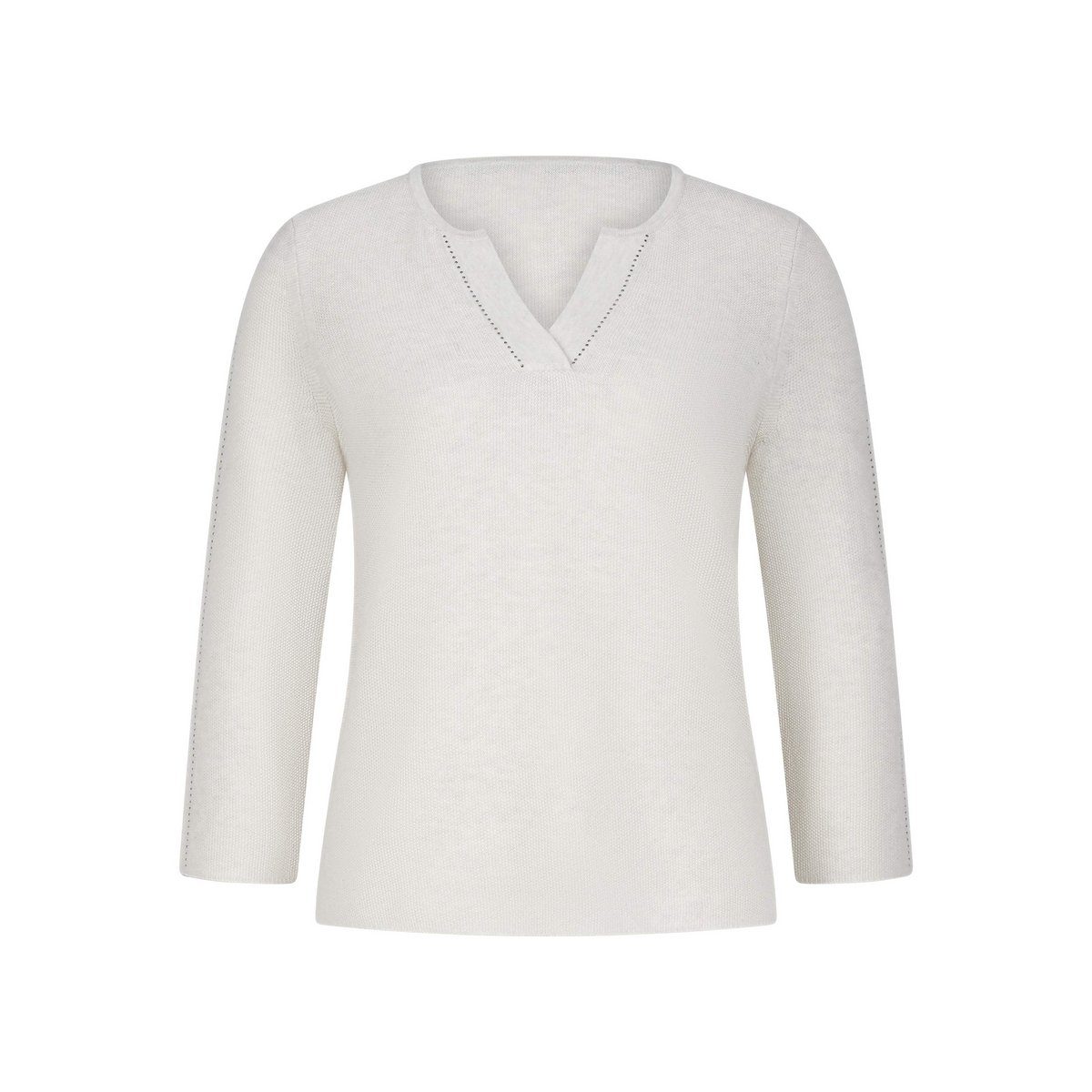 Oui V-Ausschnitt-Pullover offwhite regular (1-tlg)