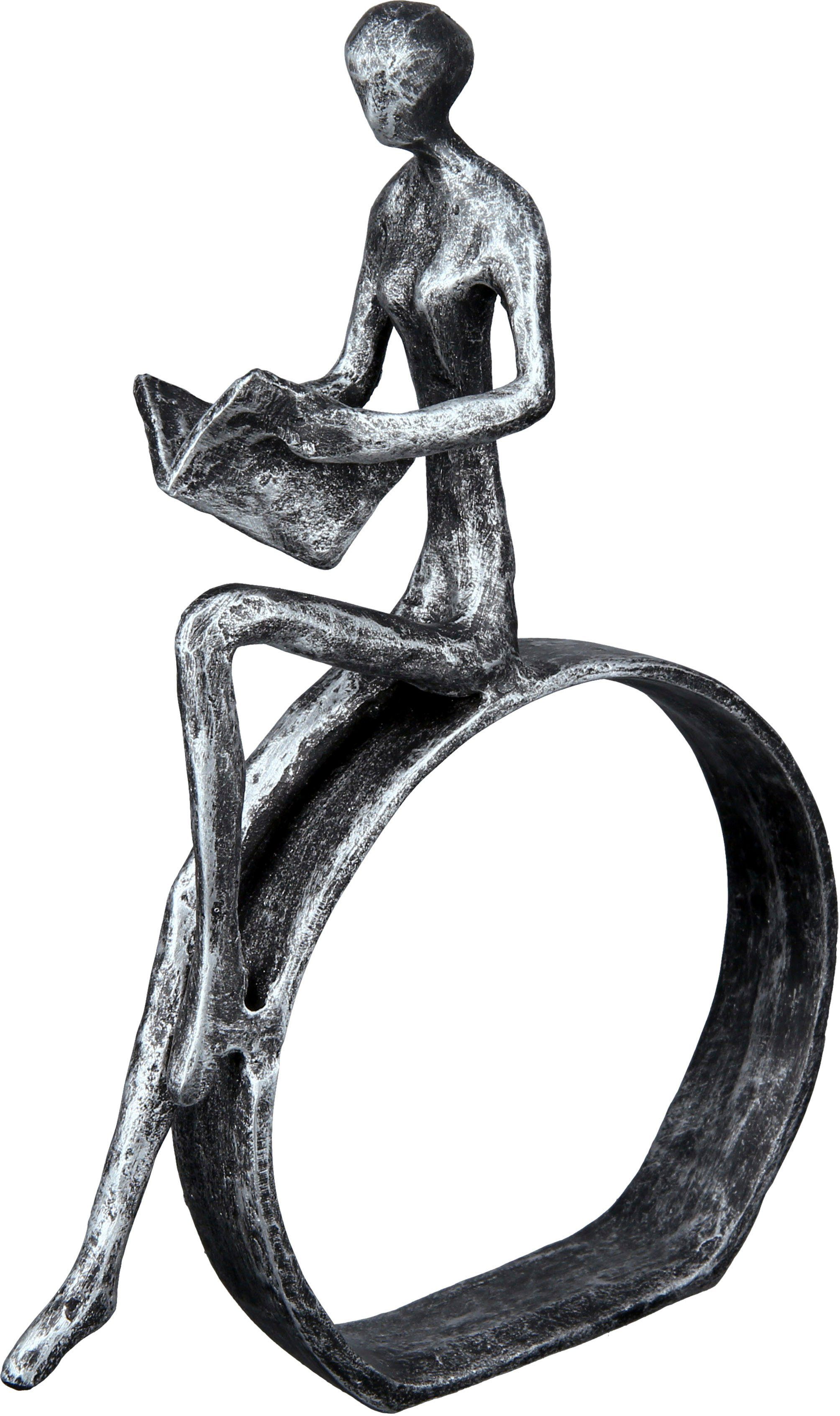 19 Skulptur (1 Design St), by Dekoobjekt, Höhe cm, aus Casablanca Gilde Leserin, Wohnzimmer silber Metall, antikfinish Dekofigur