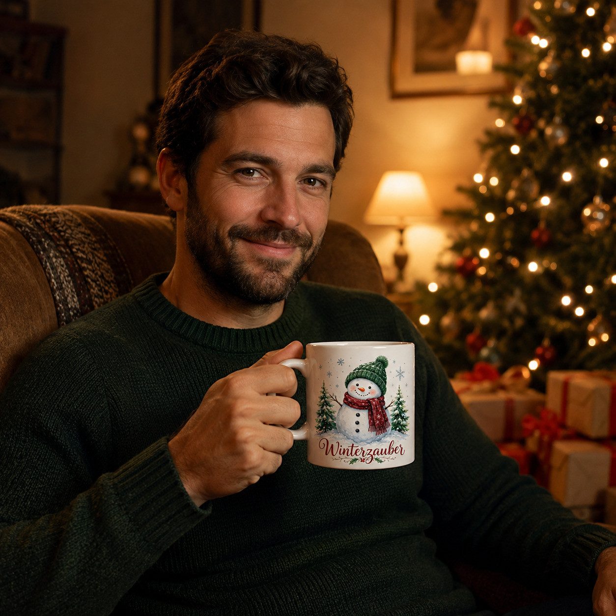 WS-Trend Tasse Schneemann Weihnachtstasse - Geschenk zu Weihnachten - weiß mit Spruc, Keramik – Bild 3 von 4