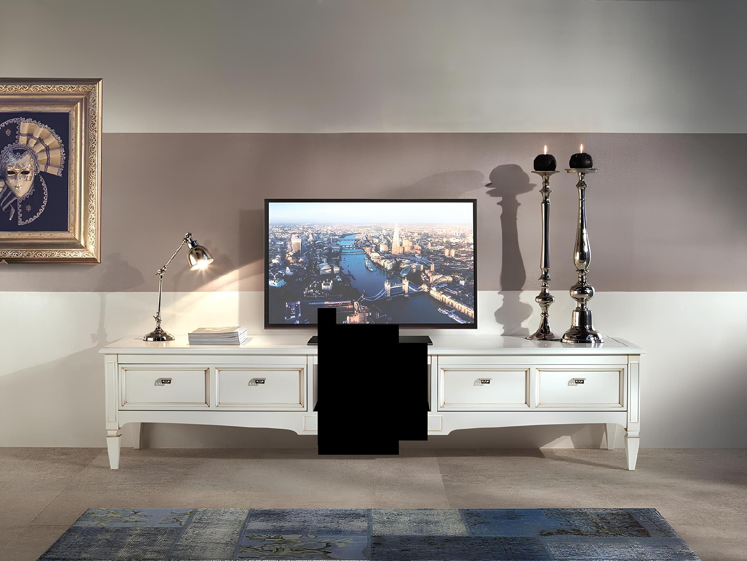 Xlmoebel Wohnwand Neu 220cm Wohnzimmer-Schrank mit LED-Display für TV, (Fernsehgerät), Hergestellt in Europa