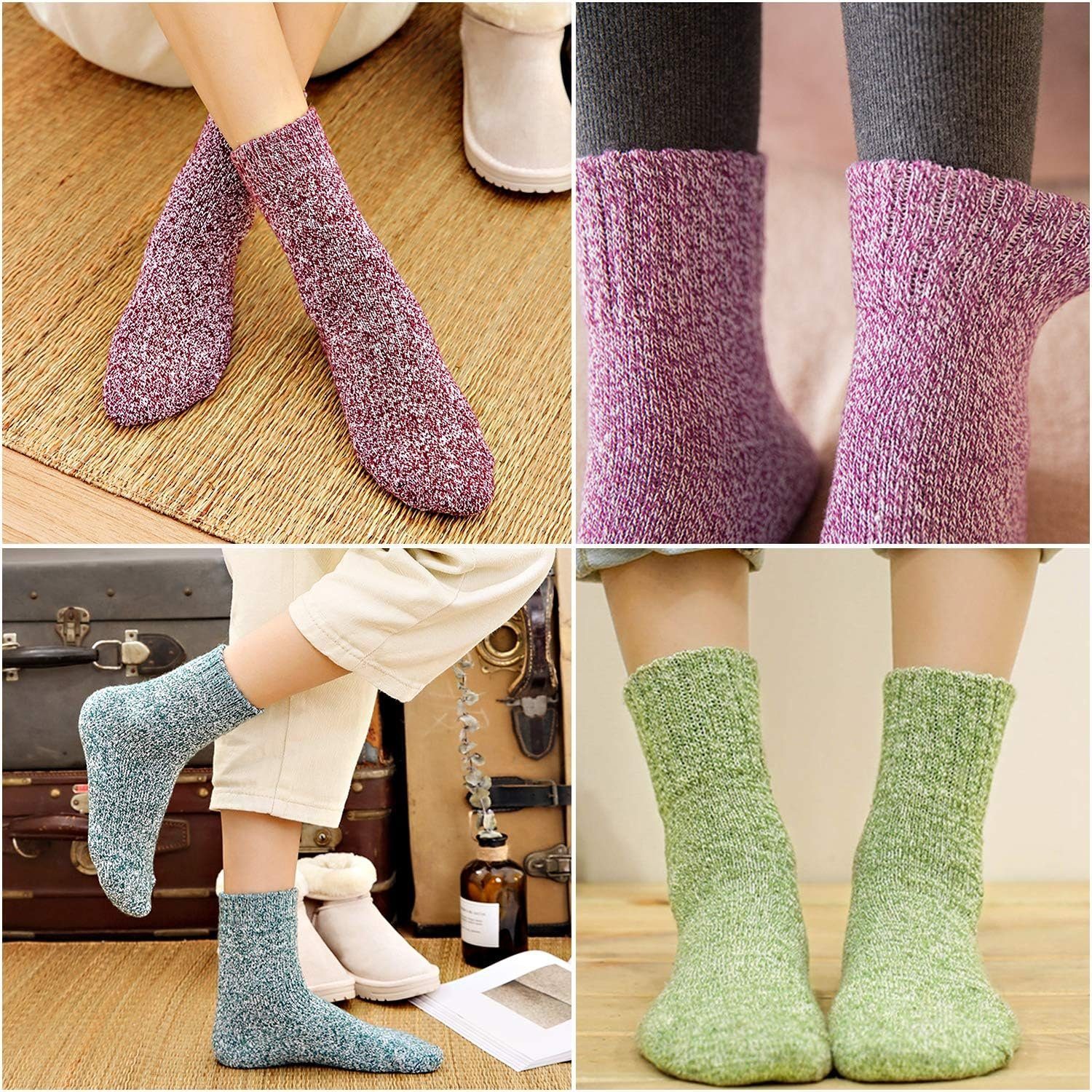Opspring Thermosocken Socken Socken,Damen-Wintersocken,Warme Paar dicke Damen-Thermosocken,5