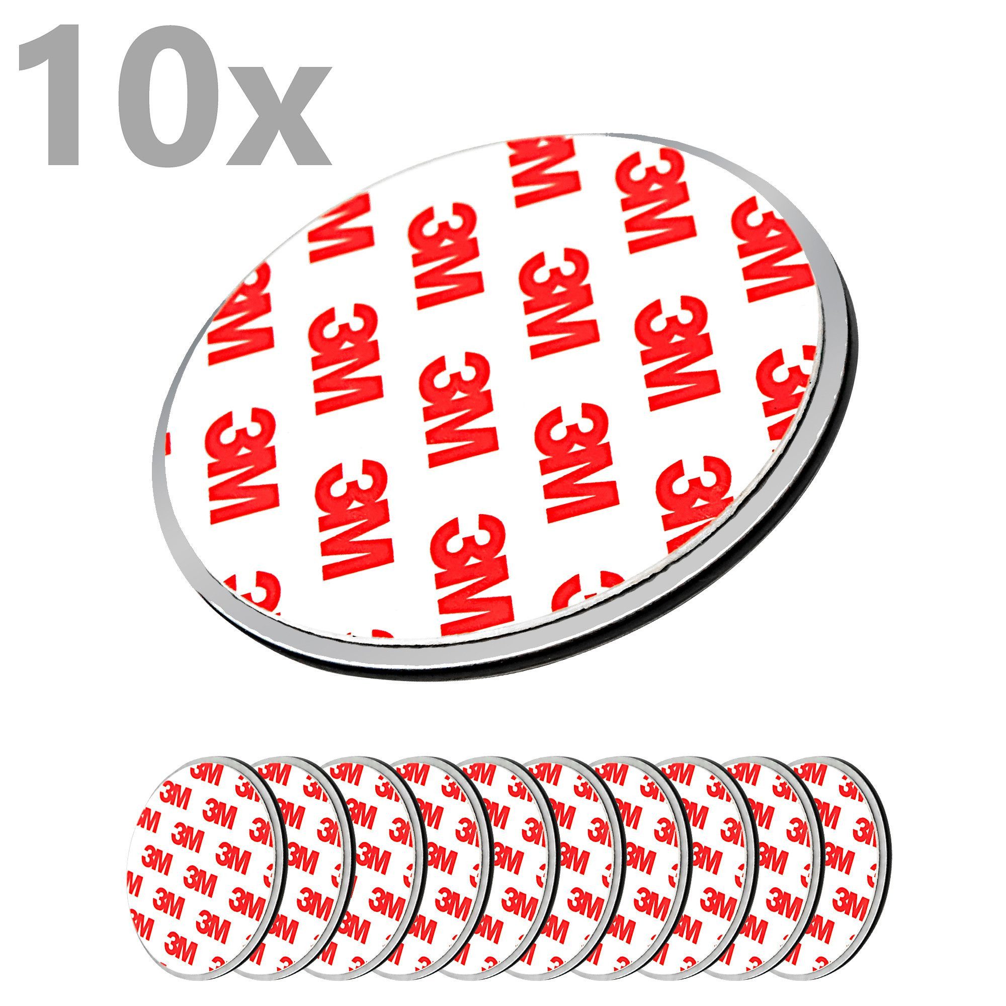 NEMAXX Magnethalter 10x Selbstklebende Magnethalterung m. Magnetplatte Ø50 mm Rauchmelder (Schnelle & sichere Montage ohne Bohren – für Rauch- & Feuermelder)