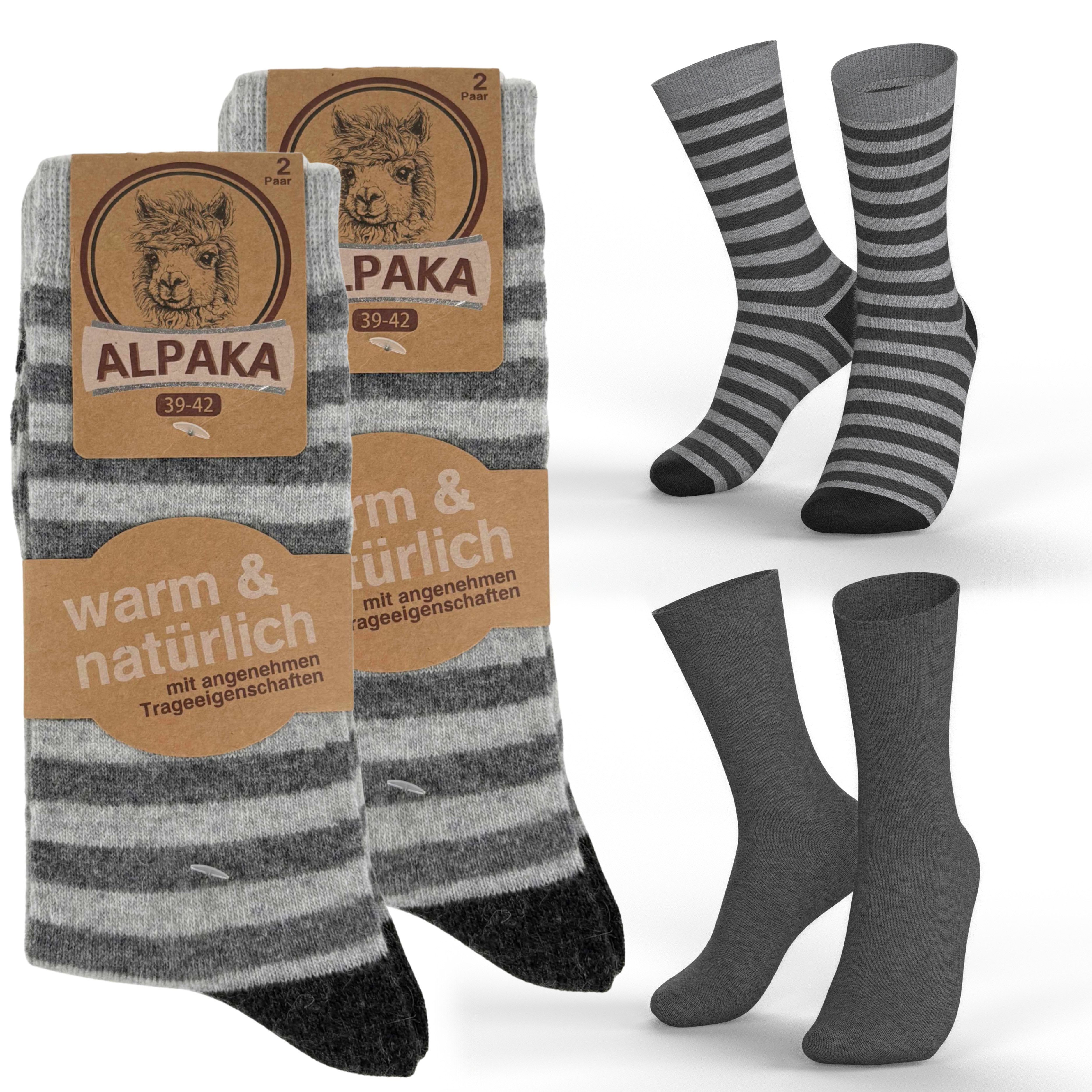 MEDOLY Thermosocken mit Alpaka- & Schafwolle (4 Paar) Wintersocken warme Wollsocken
