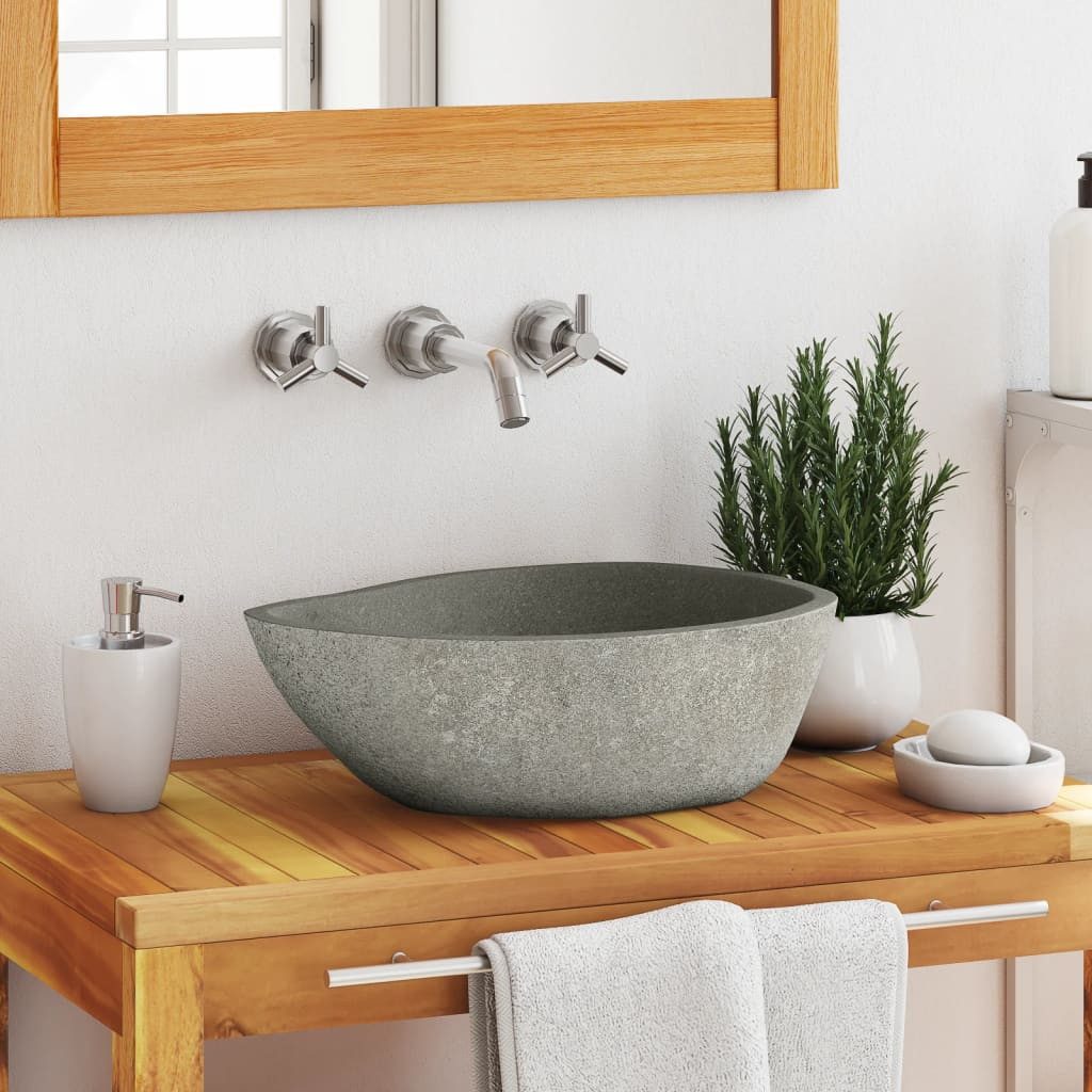 DOTMALL Waschbecken Waschbecken Flussstein Oval (37-46)x(29-36) günstig online kaufen