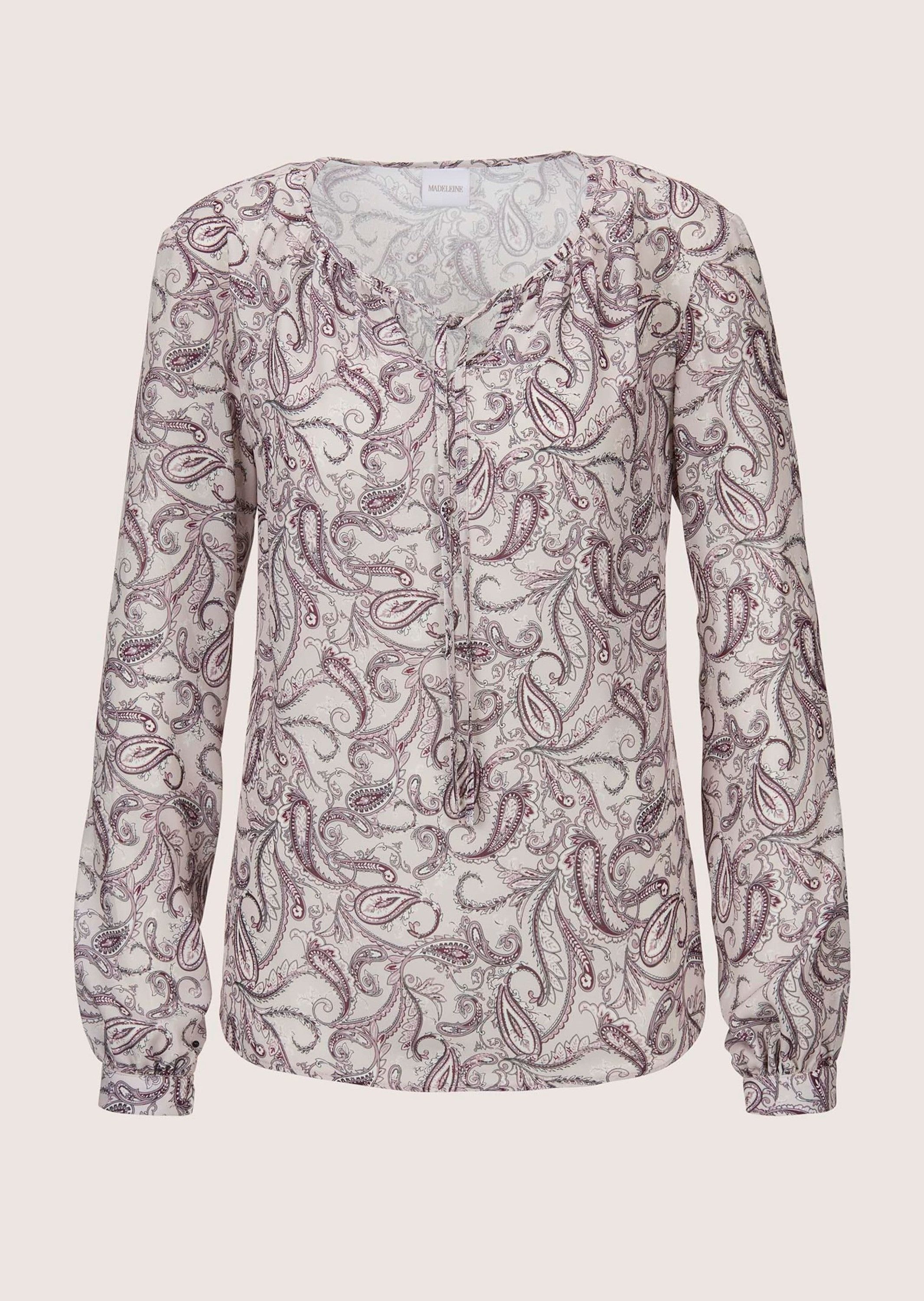 Langarmbluse Rundhals-Bluse mit Paisley-Druck
