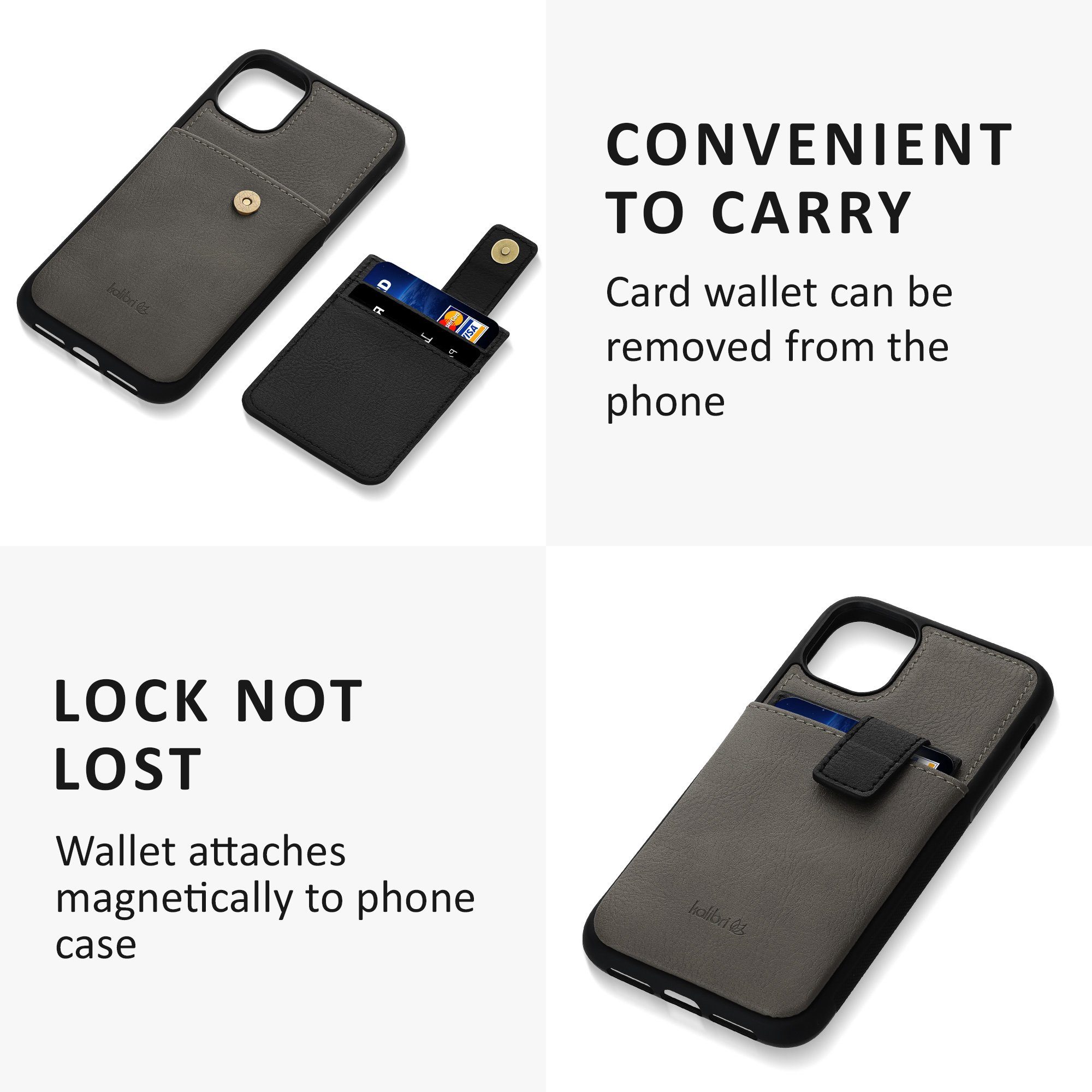 kalibri Handyhülle Hülle für Apple iPhone 11, Handyhülle Handy Cover - Kunstleder Case mit Kartenfach abnehmbar