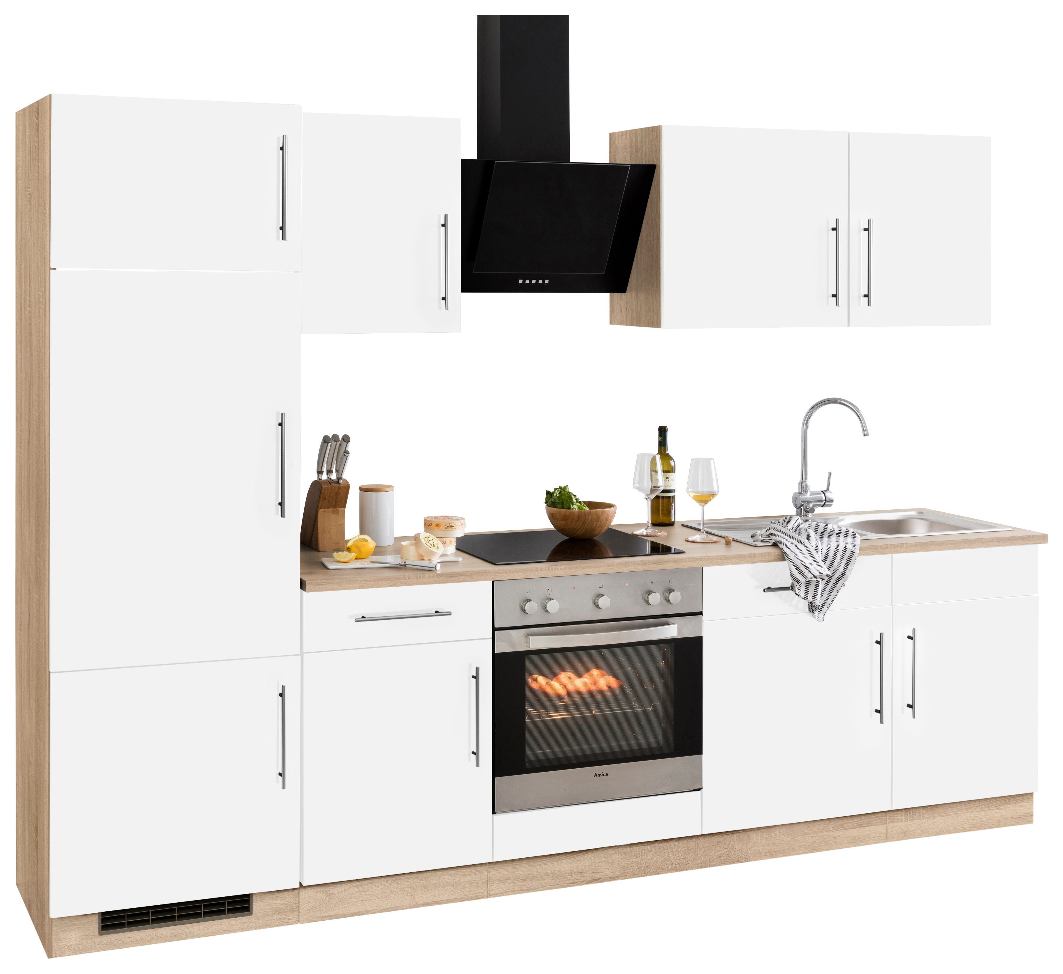 wiho Küchen Küchenzeile Cali, mit E-Geräten, Breite 280 cm, Bestehend aus  14 Teilen