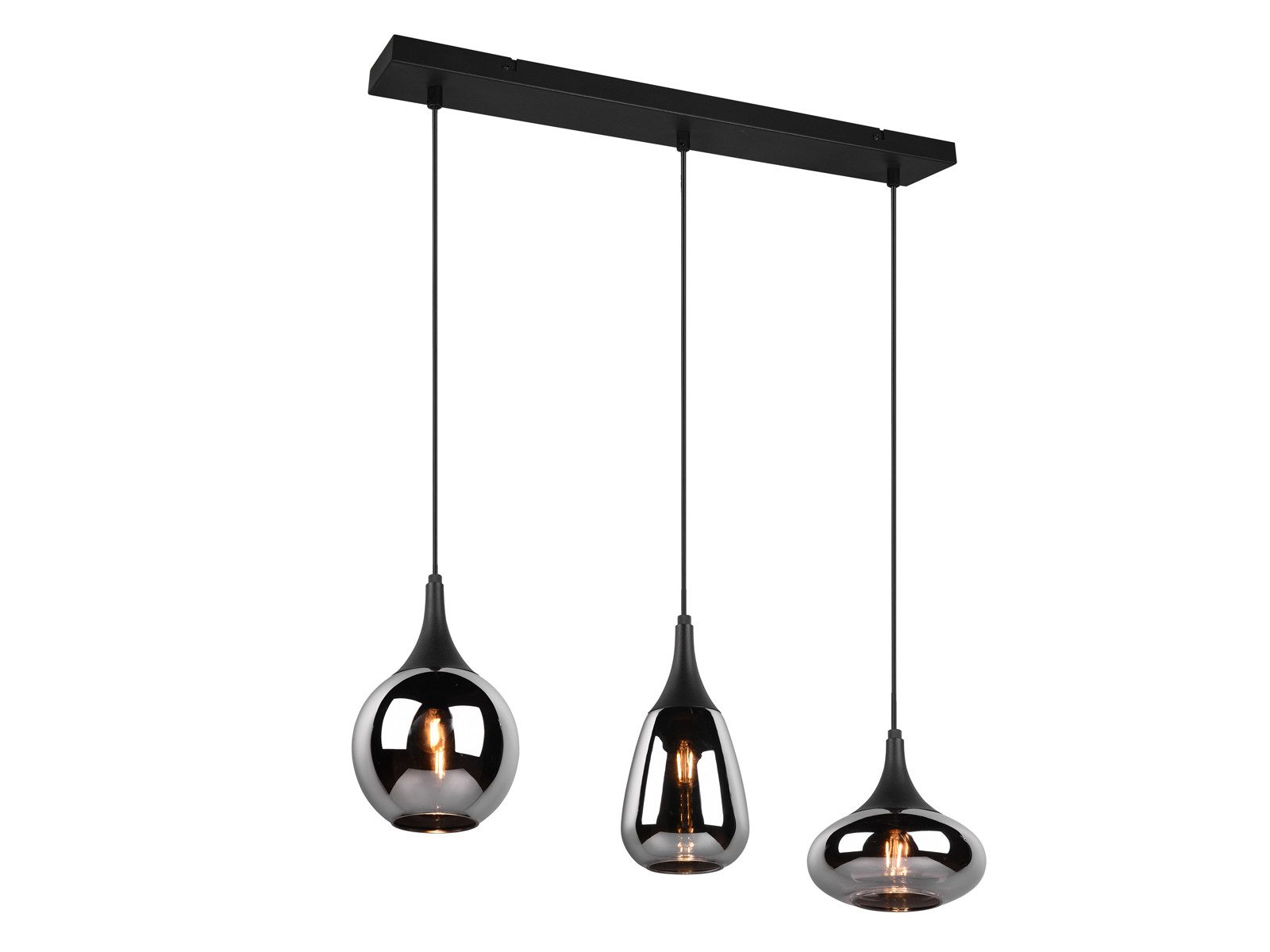 TRIO Leuchten LED Pendelleuchte Glas Chrom verspiegelt, Breite 69cm, dimmbar, LED wechselbar, Warmweiß, ausgefallene Hänge-Lampe Esstisch …