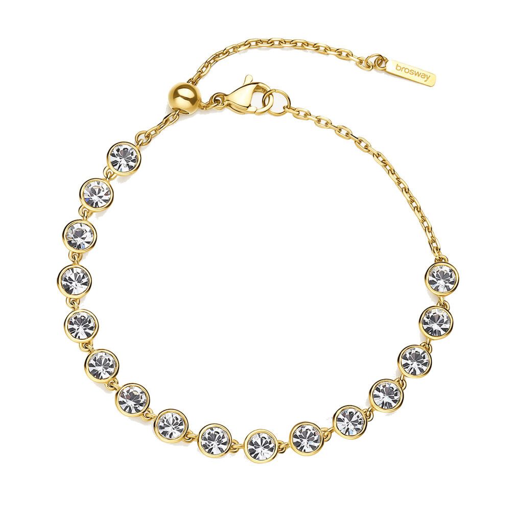 Brosway Armband Glitzerndes, vergoldetes Symphonia Kristall Armband BYM154