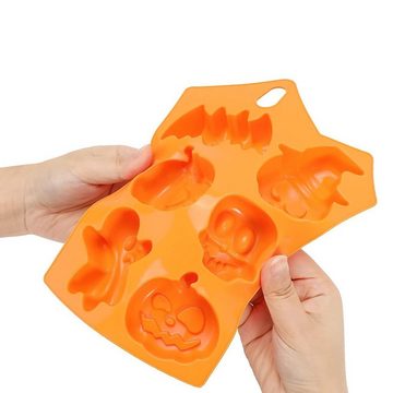 Metamorph Eiswürfelform Halloween Figuren Silikonform 6-fach, Mit der Kuchenform aus Silikon für sechs Halloween-Figuren gelingen d