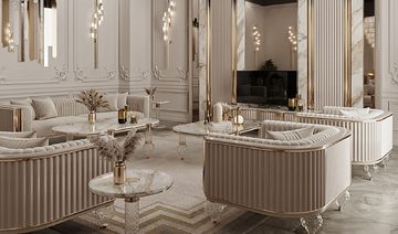 Casa Padrino Sofa Casa Padrino Luxus Art Deco 4er Sofa Grau / Gold