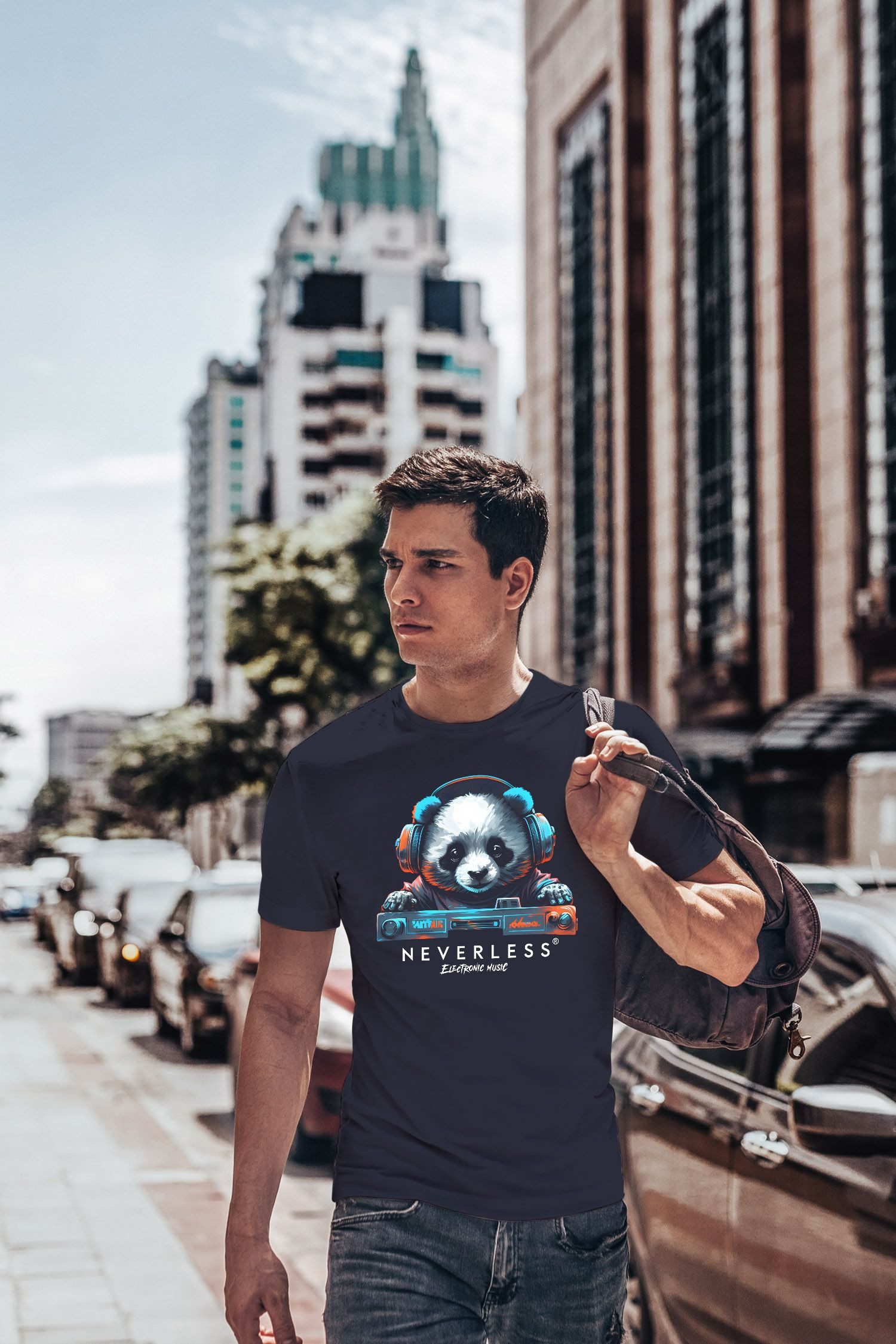 Neverless Print-Shirt Herren T-Shirt Panda Bär günstig online kaufen