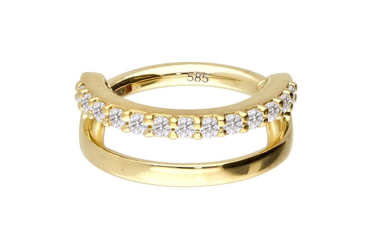 PIERCINGLINE Nasenpiercing 14/18 Karat Gold Segmentring Clicker EINGEFASSTE günstig online kaufen