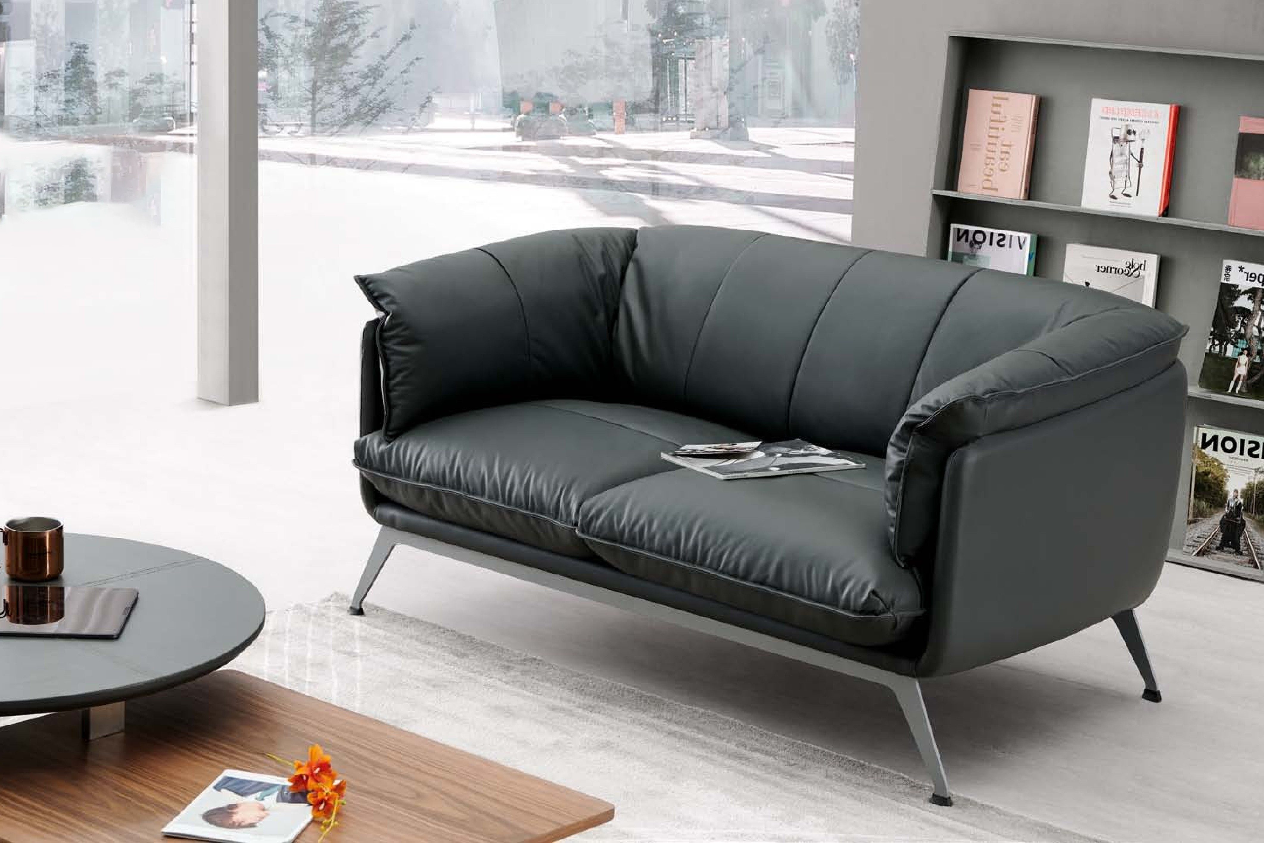 Xlmoebel 2-Sitzer Kunstleder 2-Sitzer Sofa Grau modern, 1 Teile, Made in Europa