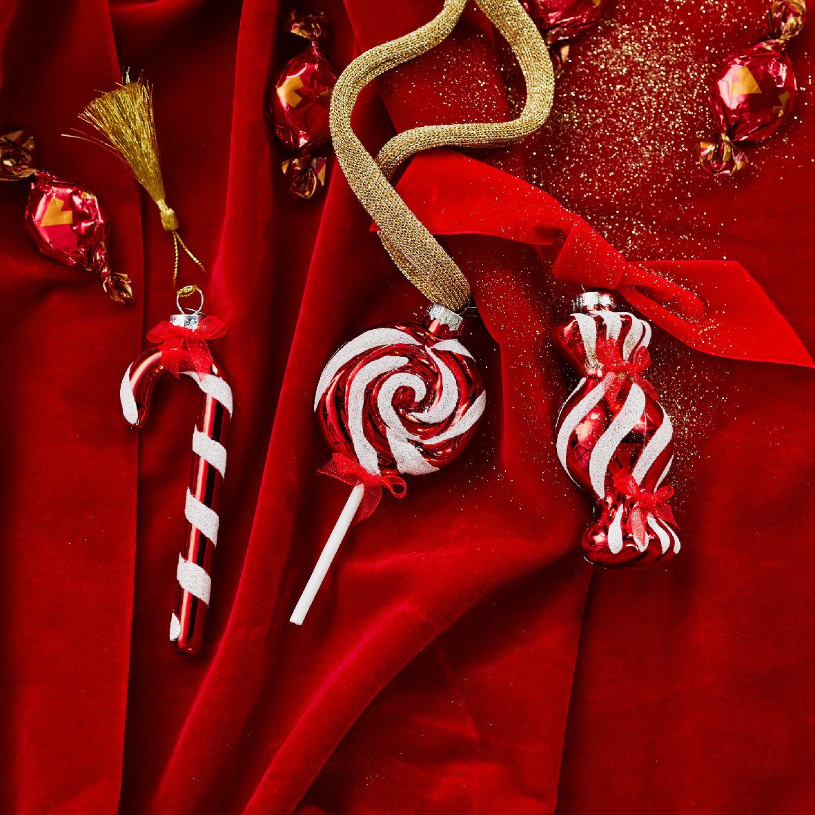 Kaemingk Christbaumschmuck, Christbaumschmuck Glas Lolli Bonbon Zuckerstang günstig online kaufen