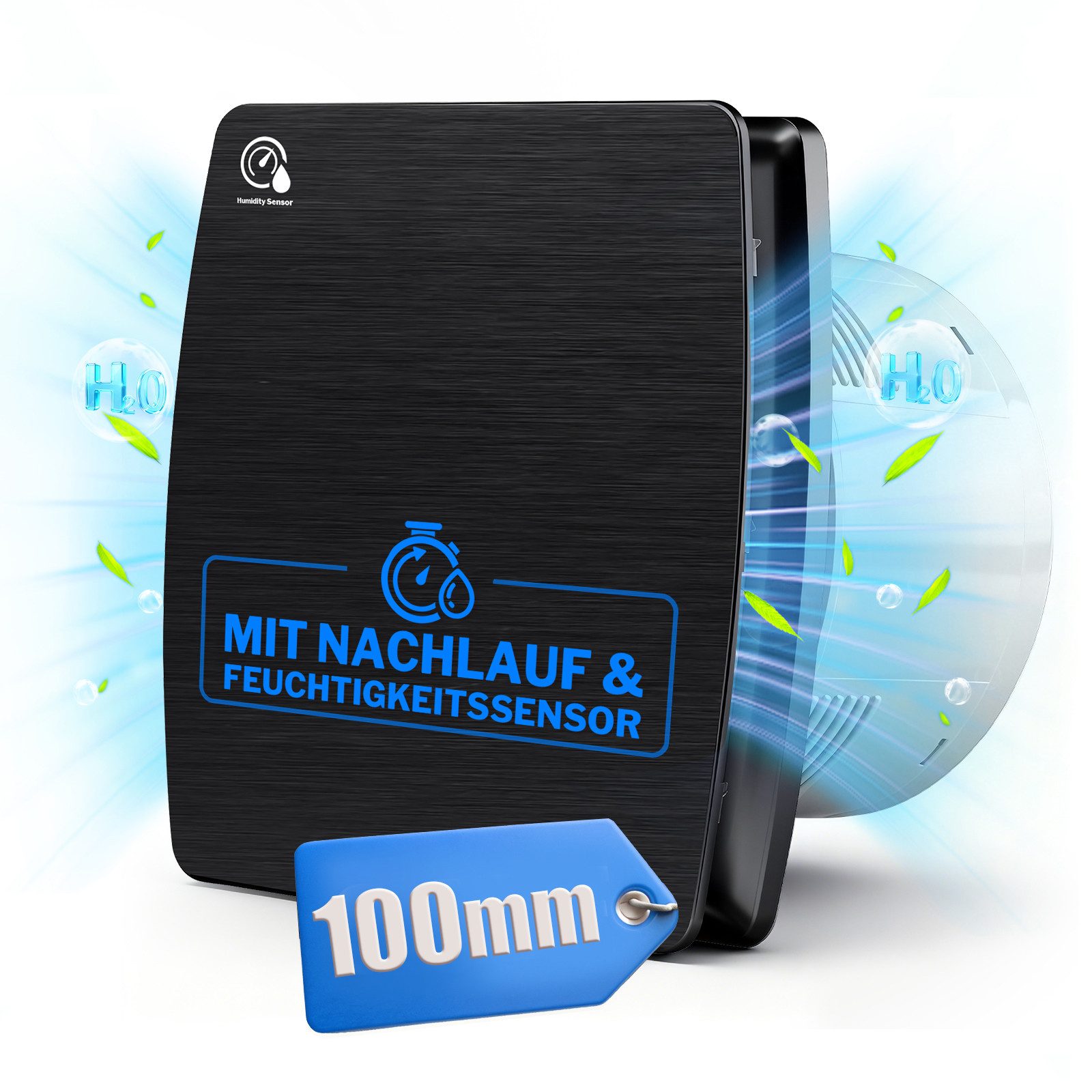 XERSEK Badlüfter 6" Wandventilator Leiser Abluftventilator mit Feuchtesensor Nachlauf, 12W 95m³/h Feuchteschutz Lüfter inkl.Rückstauklappe Selbststart