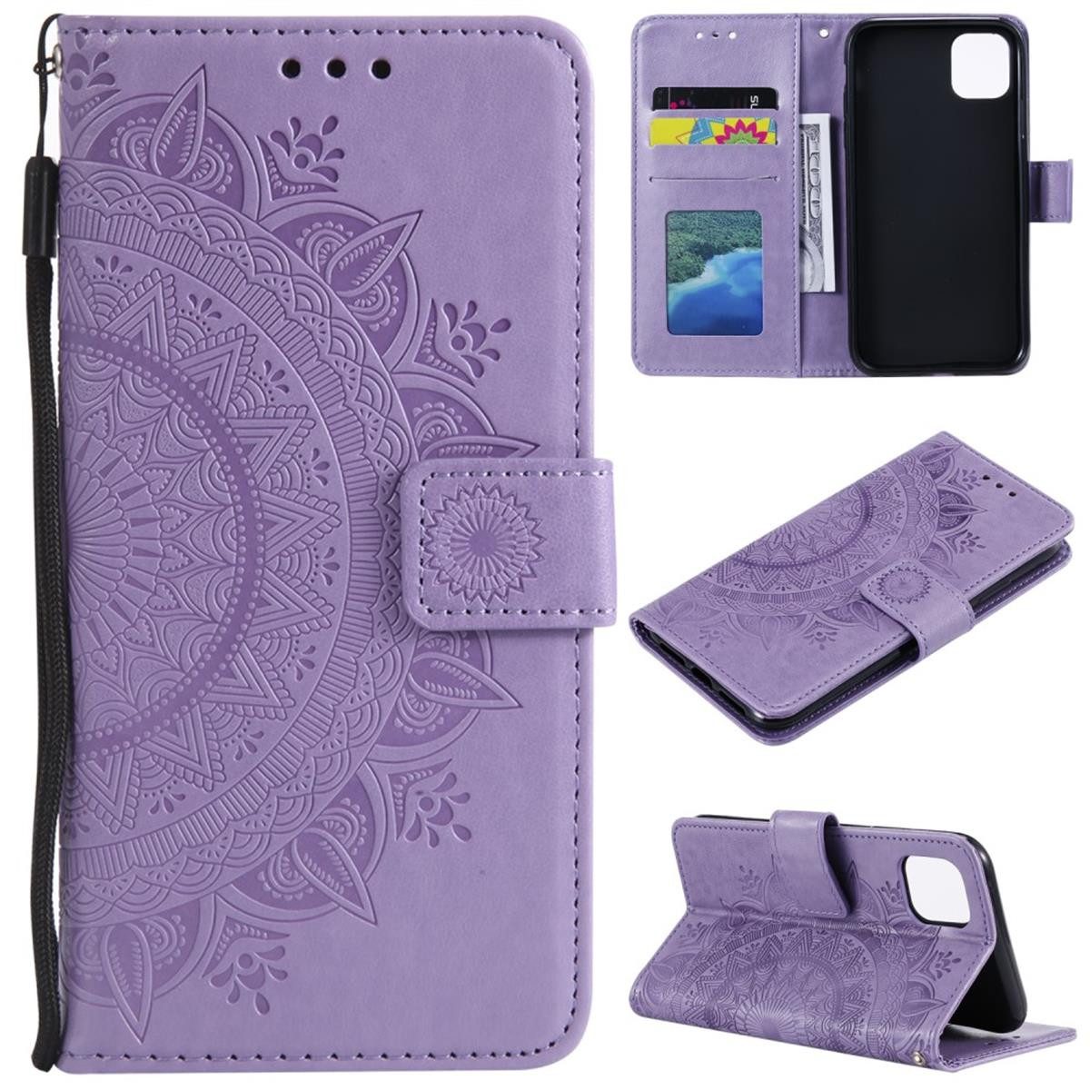 CoverKingz Handyhülle Hülle für Apple iPhone 12 Mini Handyhülle Flip Case Cover Tasche, Klapphülle Schutzhülle mit Kartenfach Schutztasche Motiv Mandala