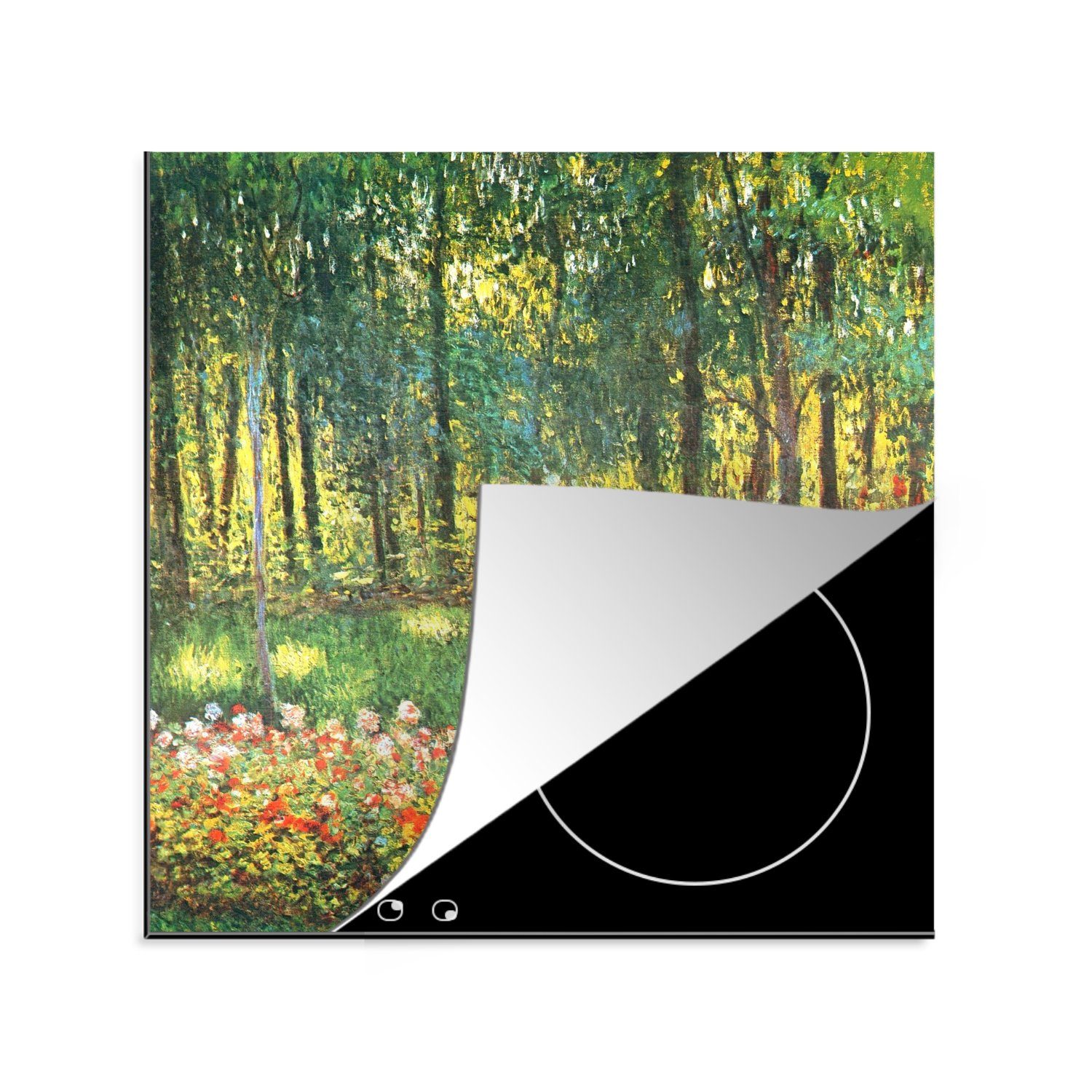 MuchoWow Herdblende-/Abdeckplatte Die Familie des Künstlers im Garten - Claude Monet, Vinyl, (1 tlg), 78x78 cm, Ceranfeldabdeckung, Arbeitsplatte für küche