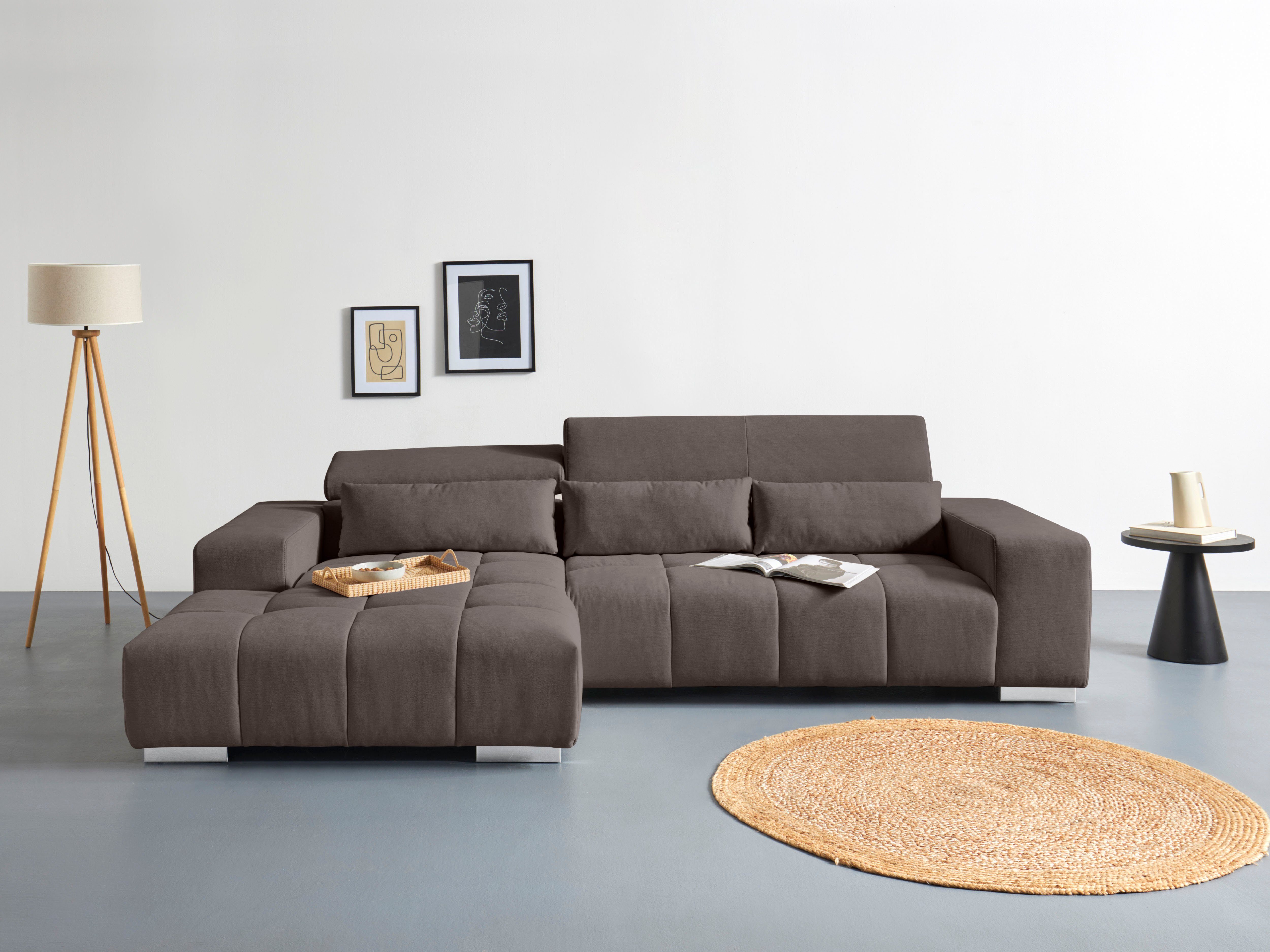 COTTA Ecksofa "Orion L-Form", mit Kopfteilverstellung & 3 Nierenkissen günstig online kaufen