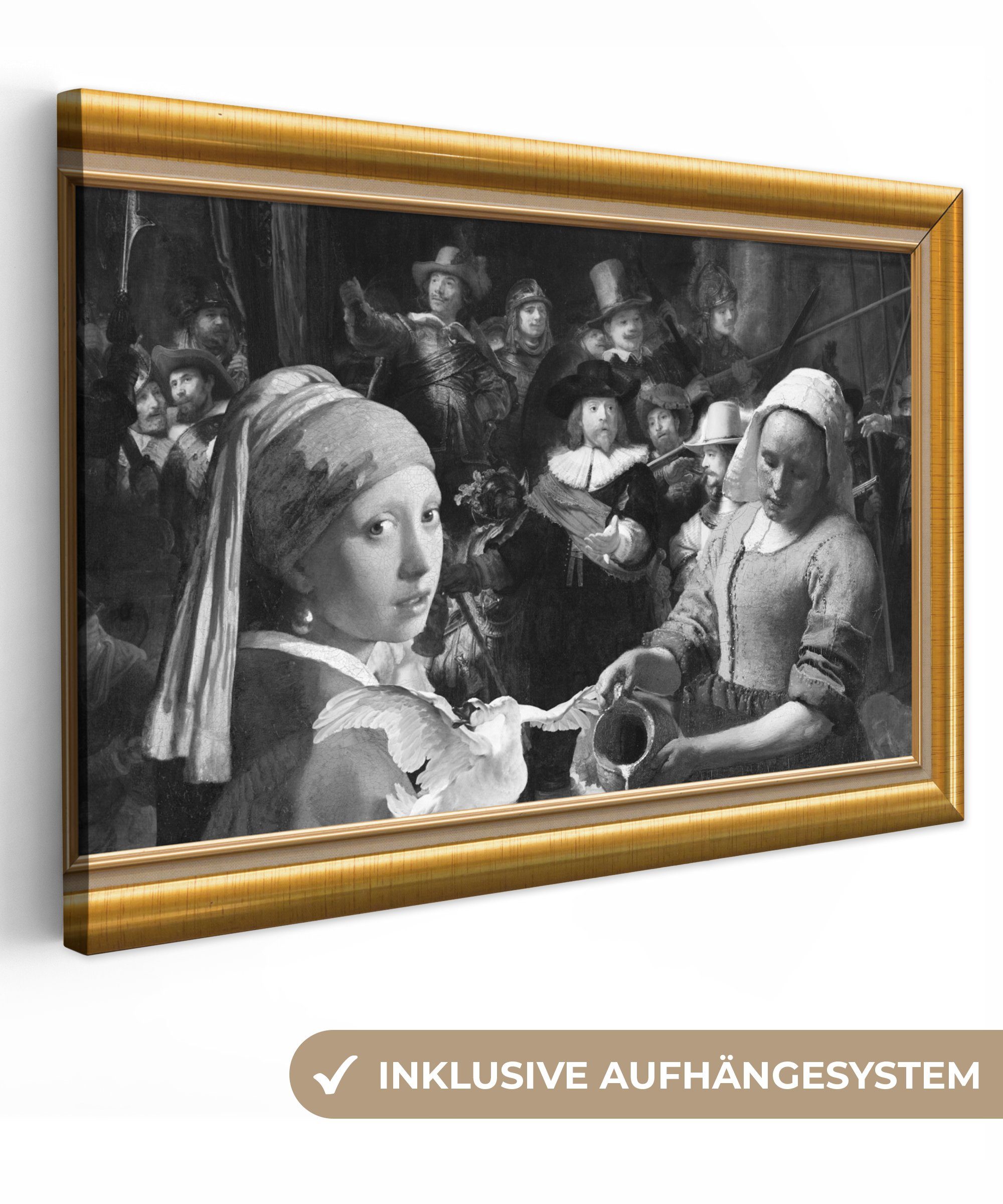 OneMillionCanvasses® Leinwandbild Kunst - Alte Meister - Gold - Liste, (1 St), Wandbild Leinwandbilder, Aufhängefertig, Wanddeko, 30x20 cm