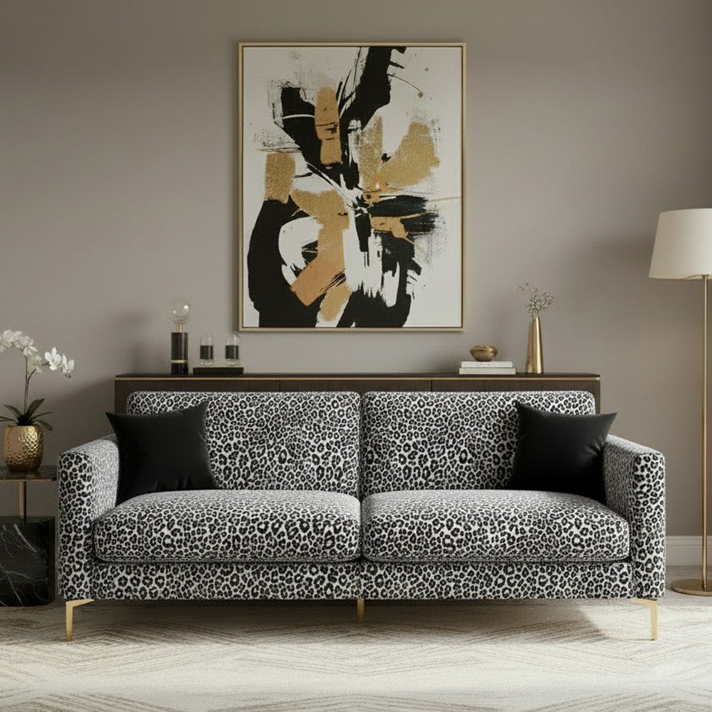 novely® Stoff LEO Jacquard-Polsterstoff im Leopardenmuster – Chenille, Meterwa, Robust, Samtweich, Verstärkte Rückseite