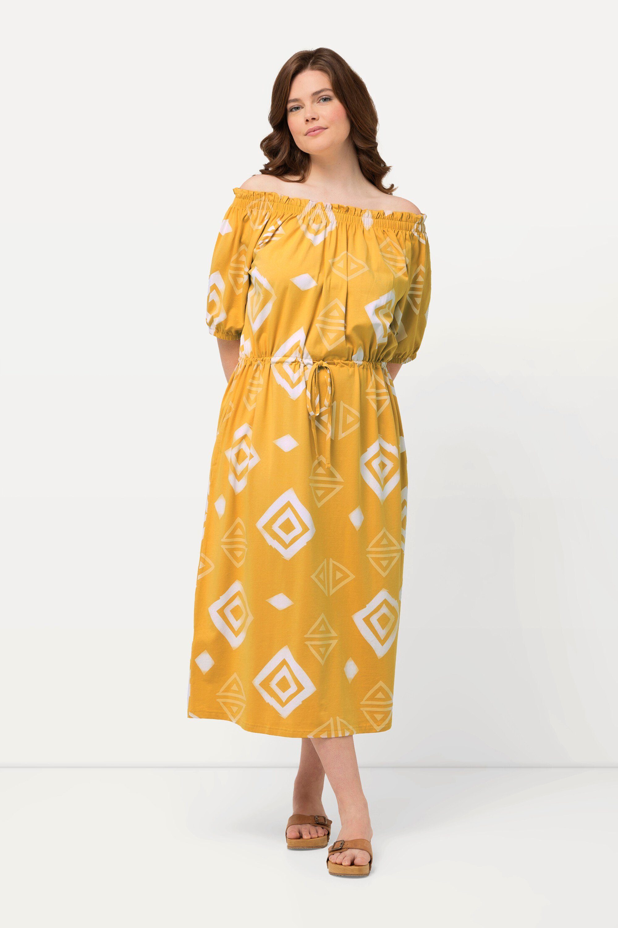 Ulla Popken Midikleid Maxikleid Carmen-Ausschnitt Halbarm günstig online kaufen